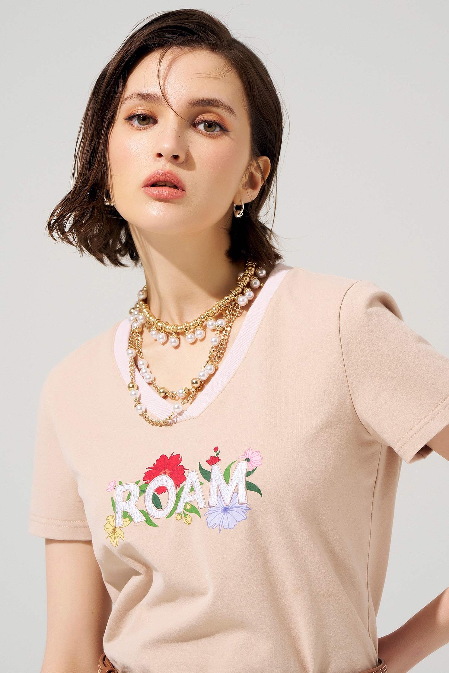 Front Slogan Embroidered Tee