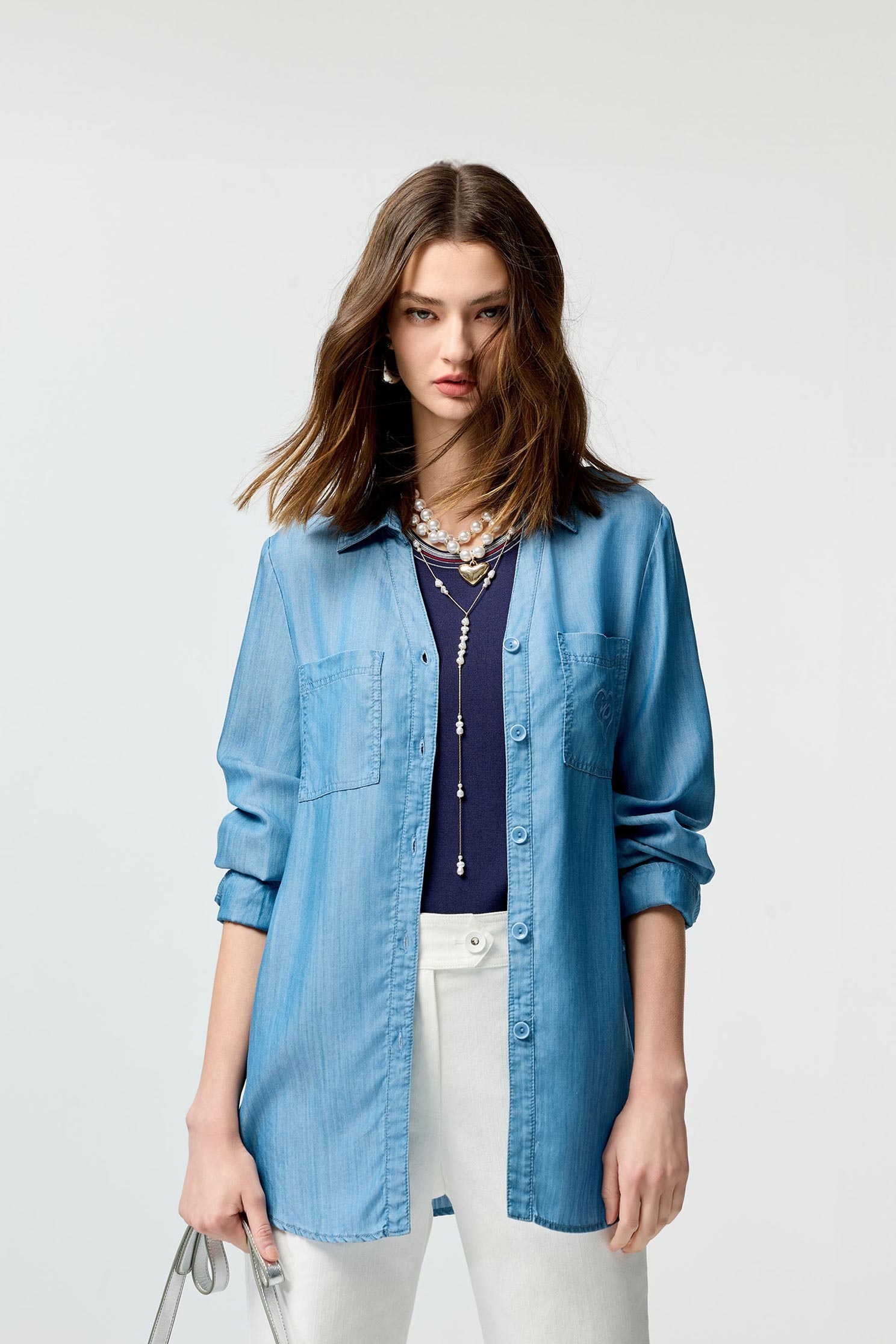 Soft Denim Front Knot Top