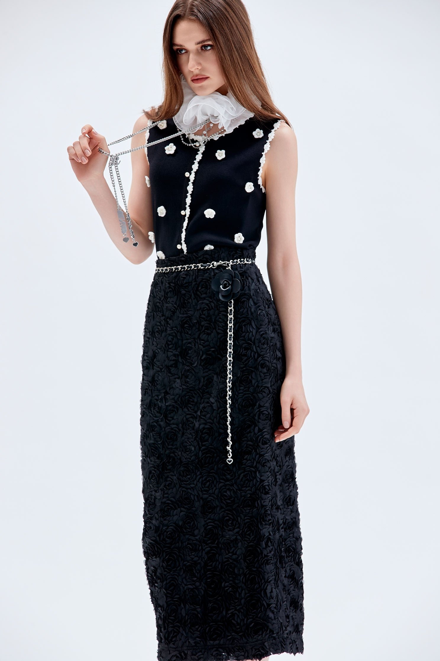 Organza Ruffle Collar With Diamonte BroochOrganza Ruffle Collar With Diamonte Brooch,Season (AW) Look