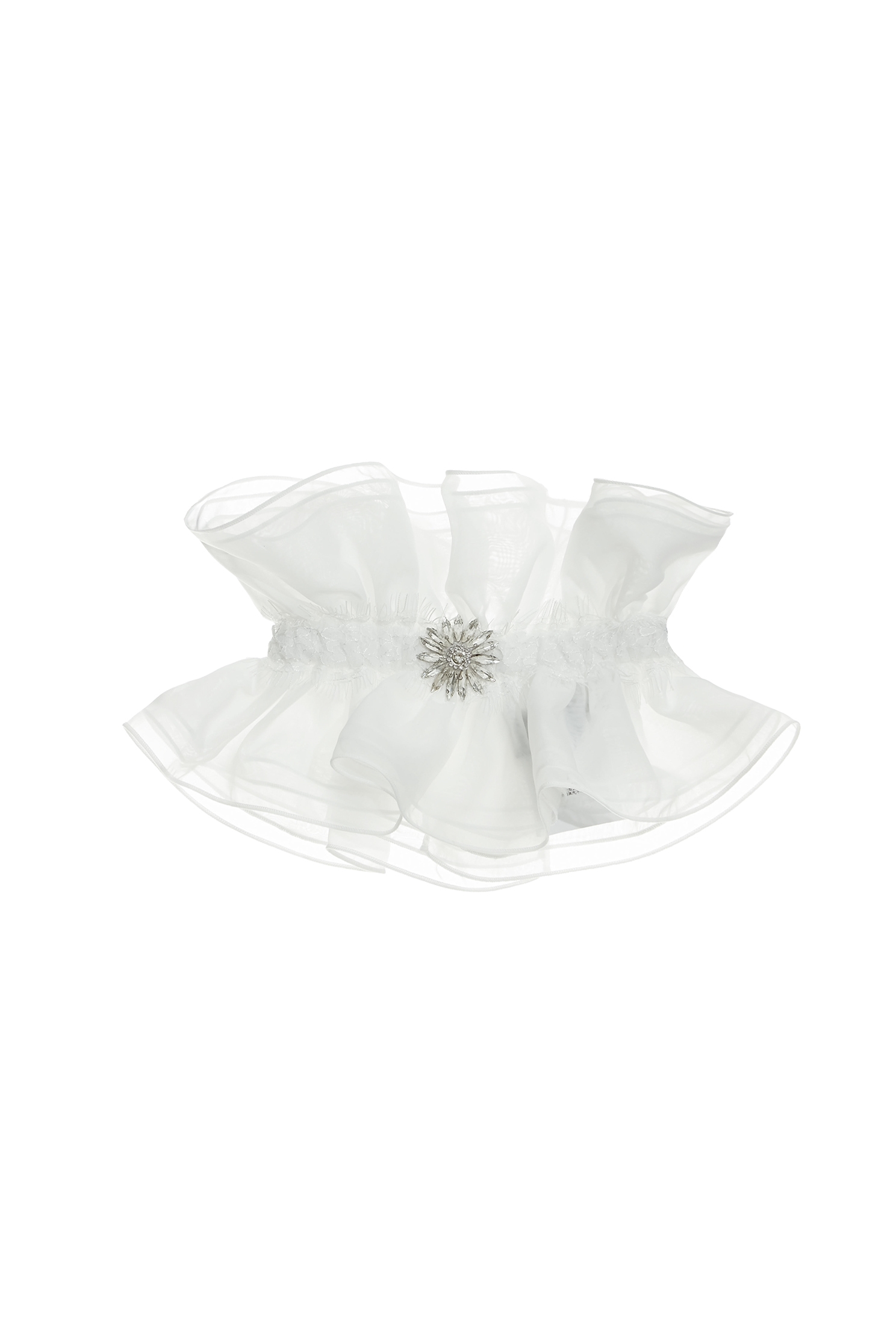 Organza Ruffle Collar With Diamonte BroochOrganza Ruffle Collar With Diamonte Brooch,Season (AW) Look