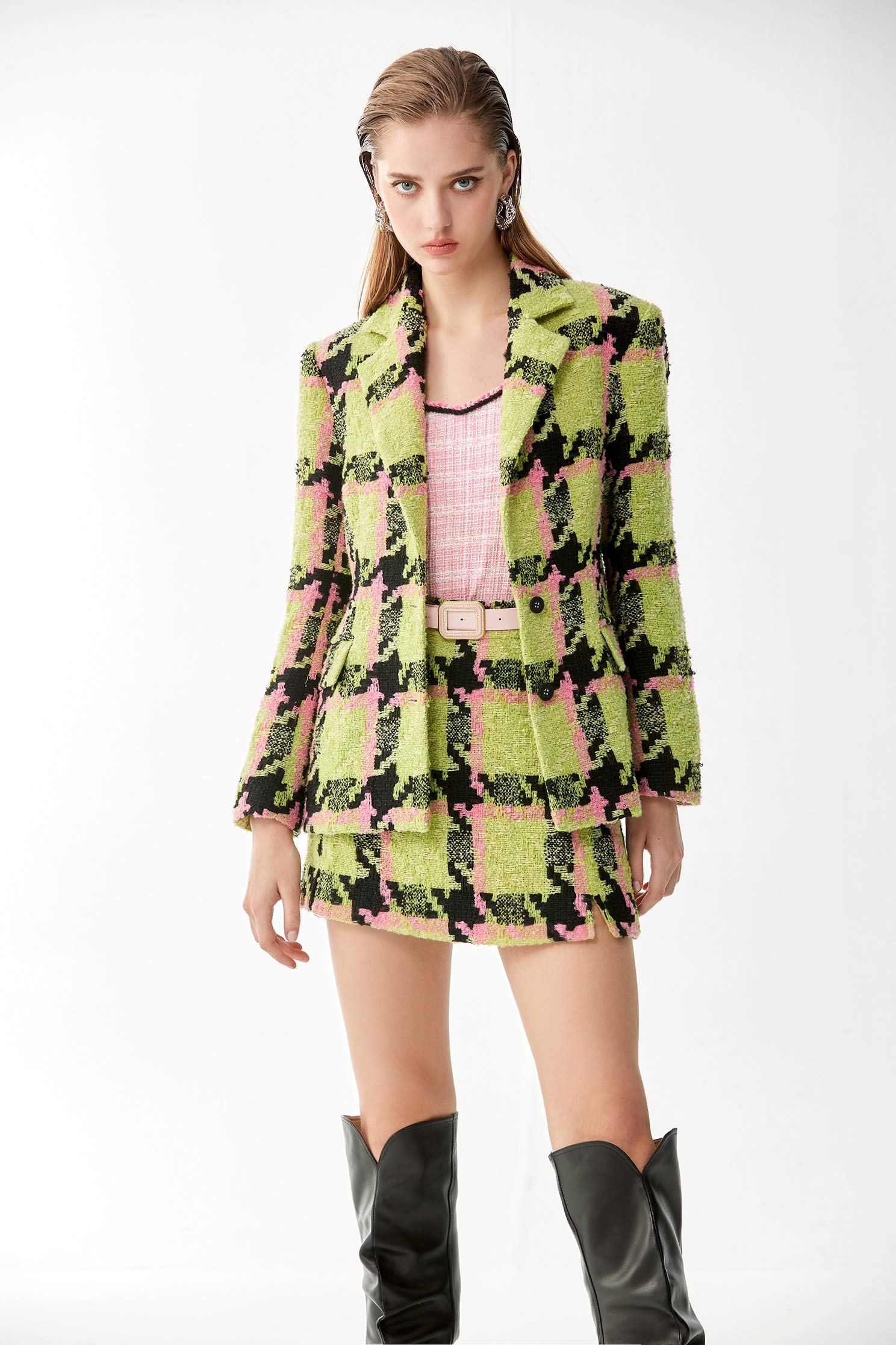 Houndstooth Tweed BlazerHoundstooth Tweed Blazer,Outerwear,Plaid,Season (AW) Look,Blazers