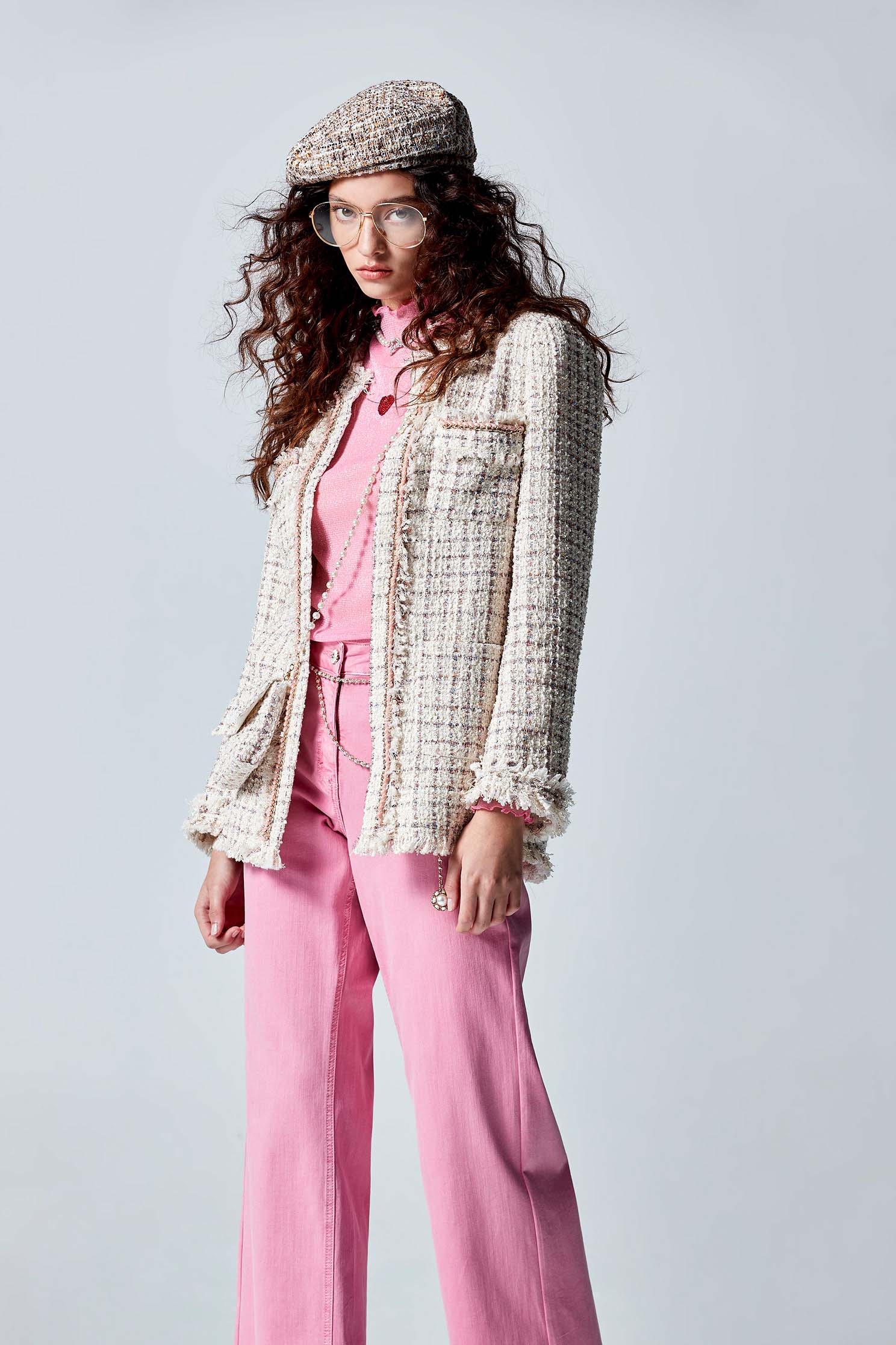 Tweed Jacket With Pouch AccessoryTweed Jacket With Pouch Accessory,Jackets,Outerwear,pearl,Season (AW) Look,longcoats