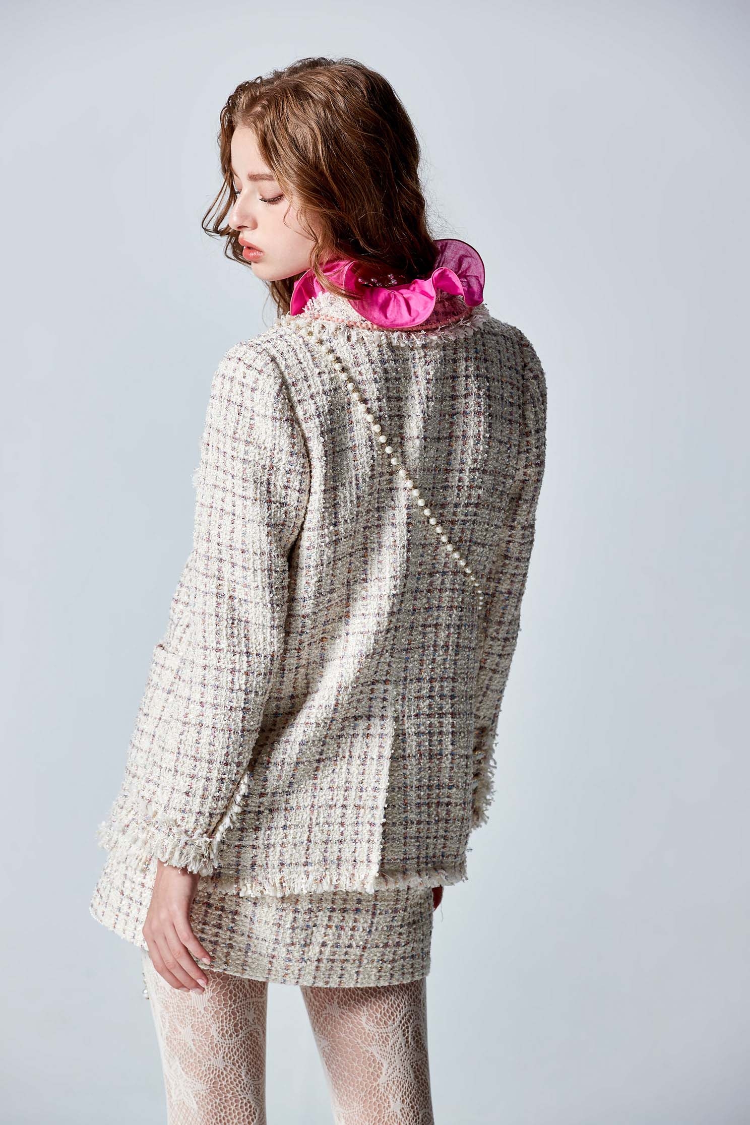 Tweed Jacket With Pouch AccessoryTweed Jacket With Pouch Accessory,Jackets,Outerwear,pearl,Season (AW) Look,longcoats