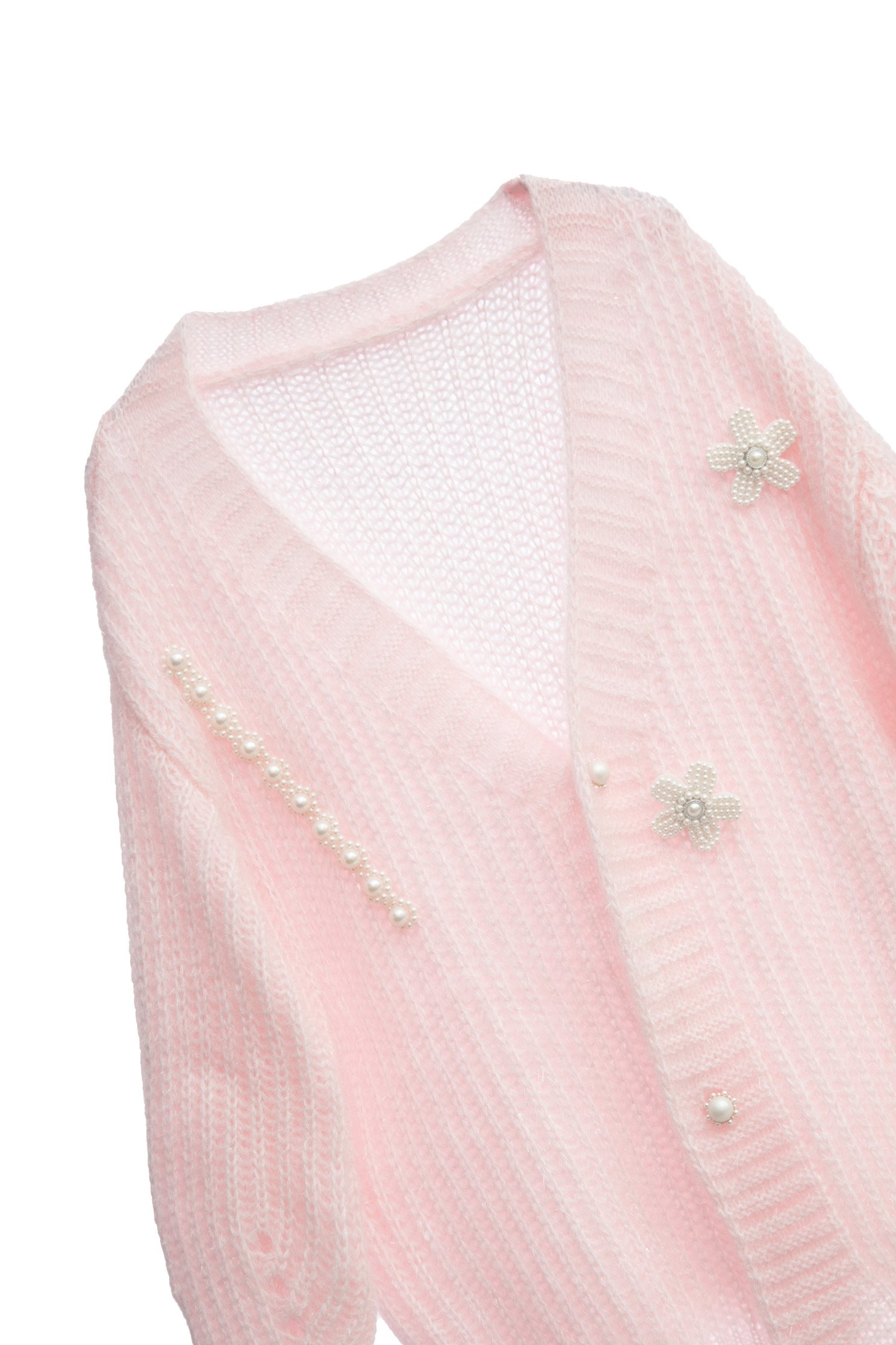 Oversize Pink Knit Cardigan With Floral Brooch AccessoryOversize Pink Knit Cardigan With Floral Brooch Accessory,Outerwear,pearl,Season (AW) Look,Cardigans,Knitted,Knitted coats