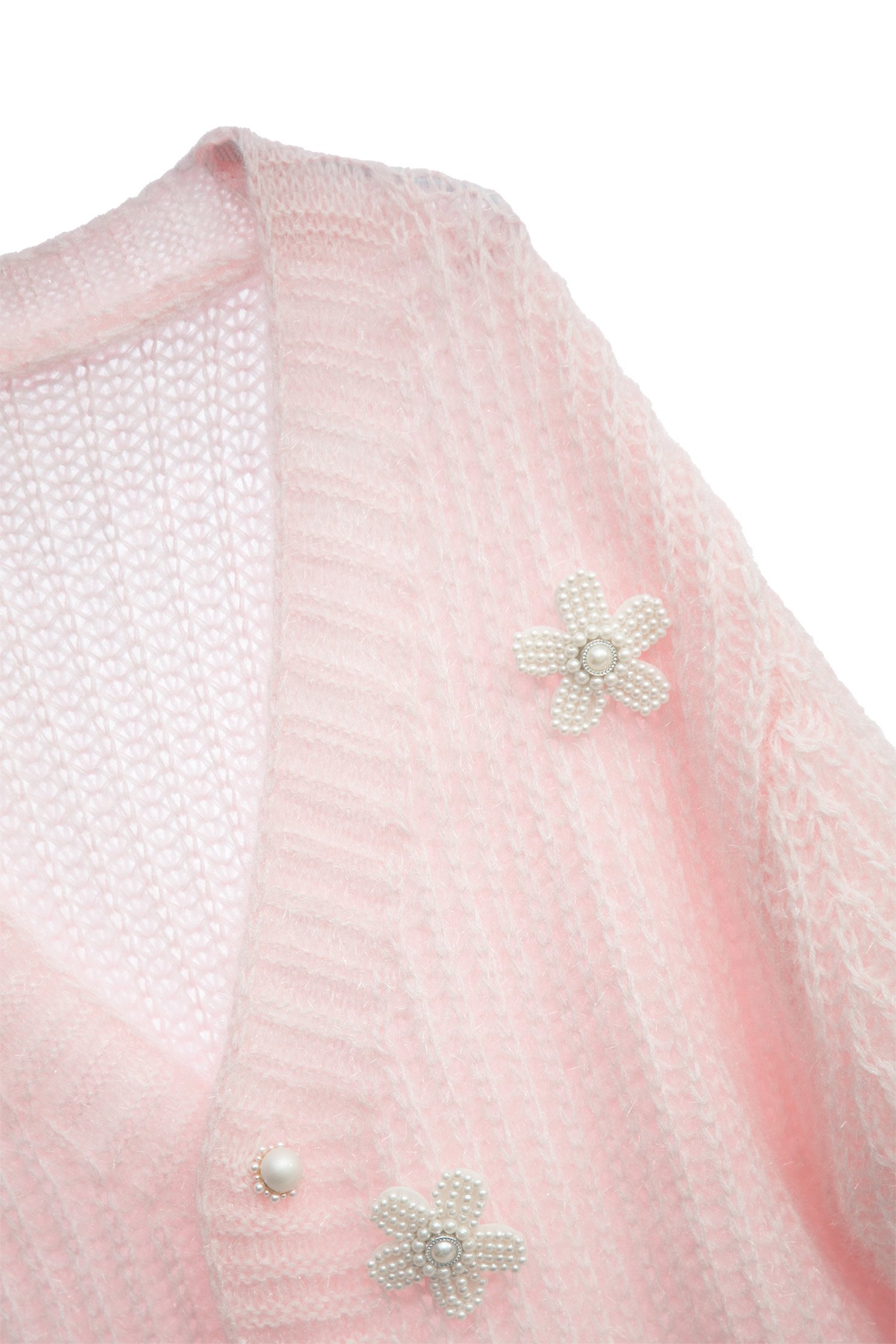 Oversize Pink Knit Cardigan With Floral Brooch AccessoryOversize Pink Knit Cardigan With Floral Brooch Accessory,Outerwear,pearl,Season (AW) Look,Cardigans,Knitted,Knitted coats