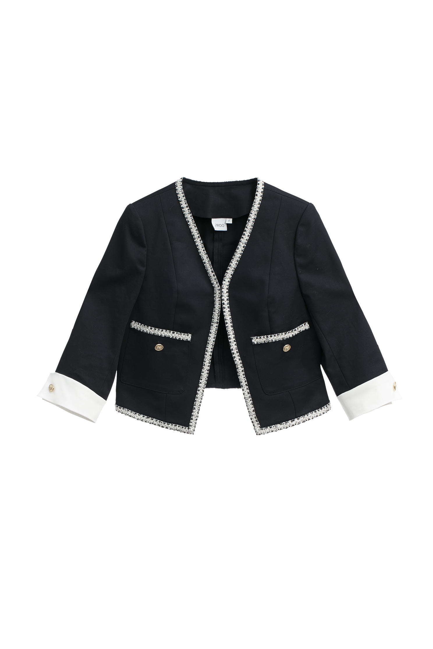 Navy Crop Jacket With Contrast White Trim DetailNavy Crop Jacket With Contrast White Trim Detail,Jackets,Outerwear,Season (SS) Look