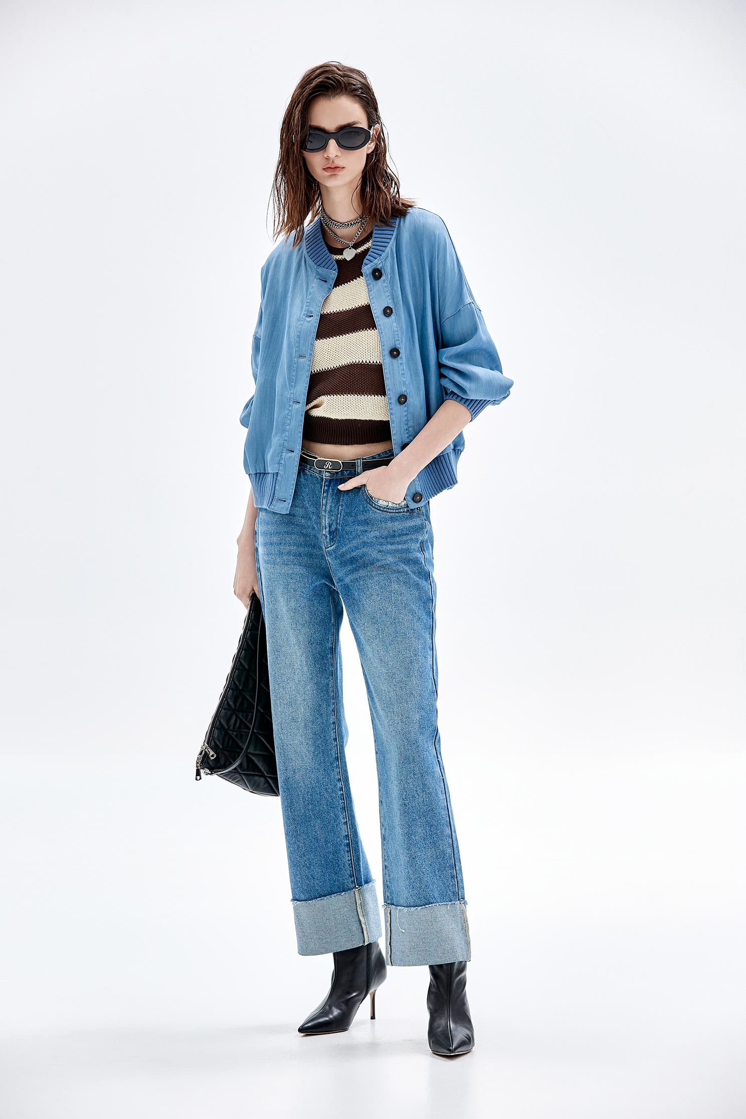 Button Front Soft Denim JacketButton Front Soft Denim Jacket,Jackets,Outerwear,Season (SS) Look,Denim,Long sleeve outerwear