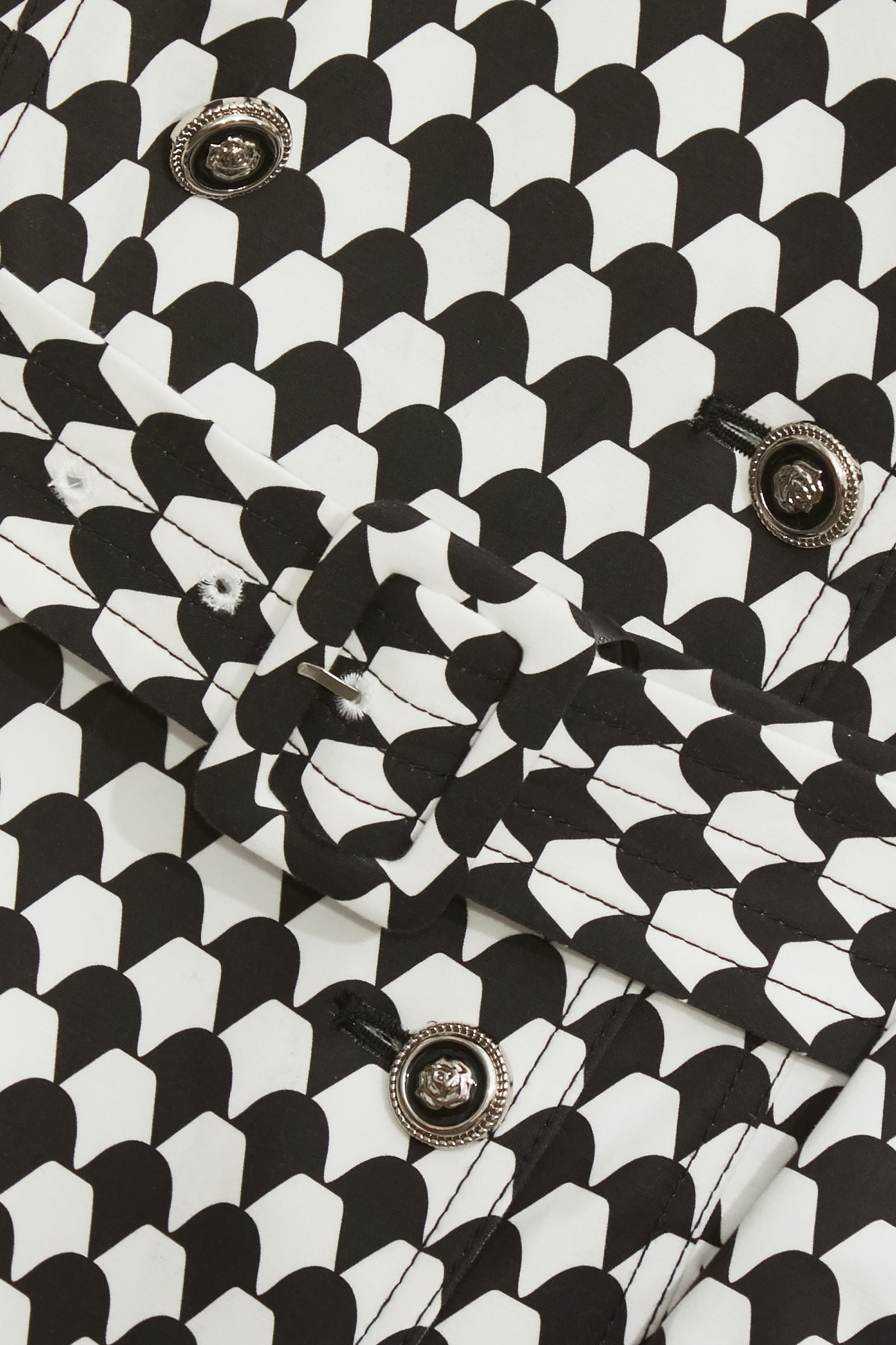 Black Geomatric Print Trench CoatBlack Geomatric Print Trench Coat,Jackets,Outerwear,Season (SS) Look,Trench coats