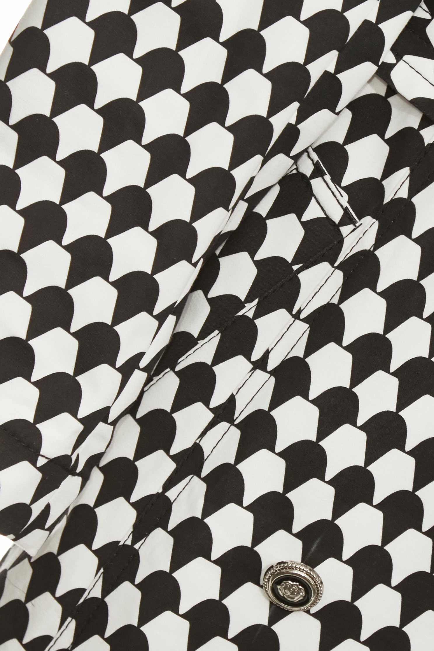 Black Geomatric Print Trench CoatBlack Geomatric Print Trench Coat,Jackets,Outerwear,Season (SS) Look,Trench coats