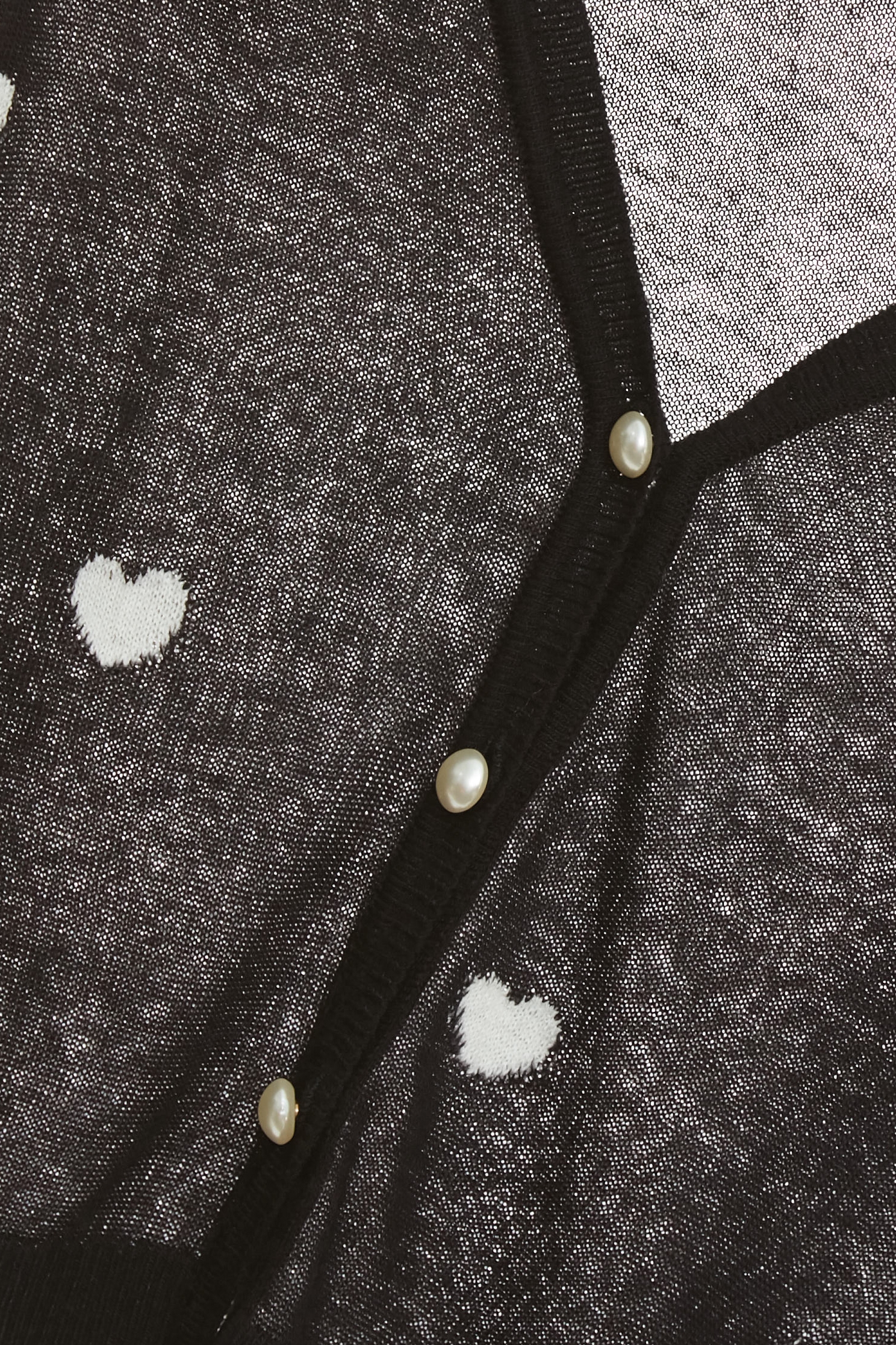 Heart Print V-neck CardiganHeart Print V-neck Cardigan,Jackets,Outerwear,Season (SS) Look,pearl,Knitted,Knitted coats,Black outerwear