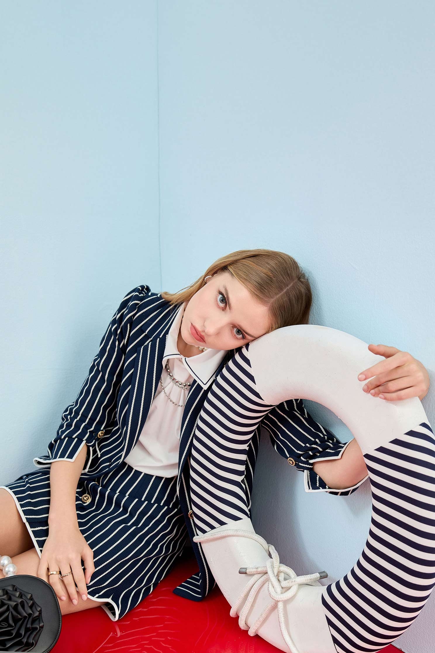 Pinstripe Navy BlazerPinstripe Navy Blazer,Office Looks,Outerwear,Season (SS) Look,co-ord sets,Stripe,Blazers