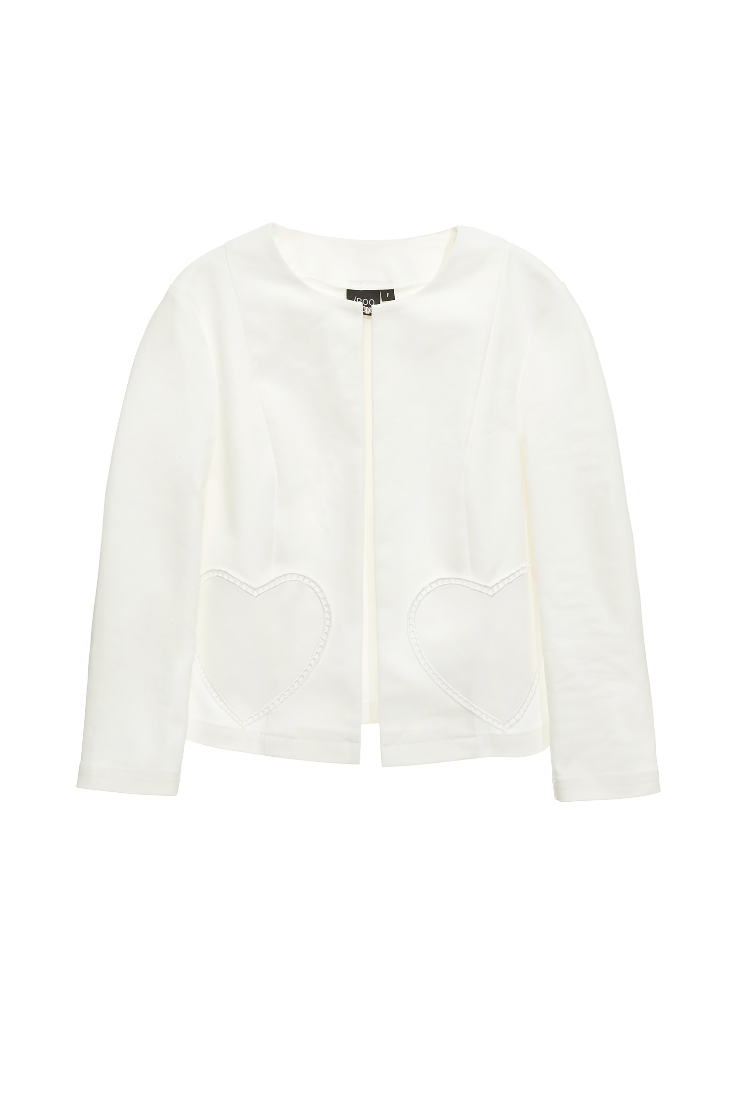Heart Embroidery Detail Crop JacketHeart Embroidery Detail Crop Jacket,Jackets,Outerwear,Season (SS) Look,White outerwear,Embroidered