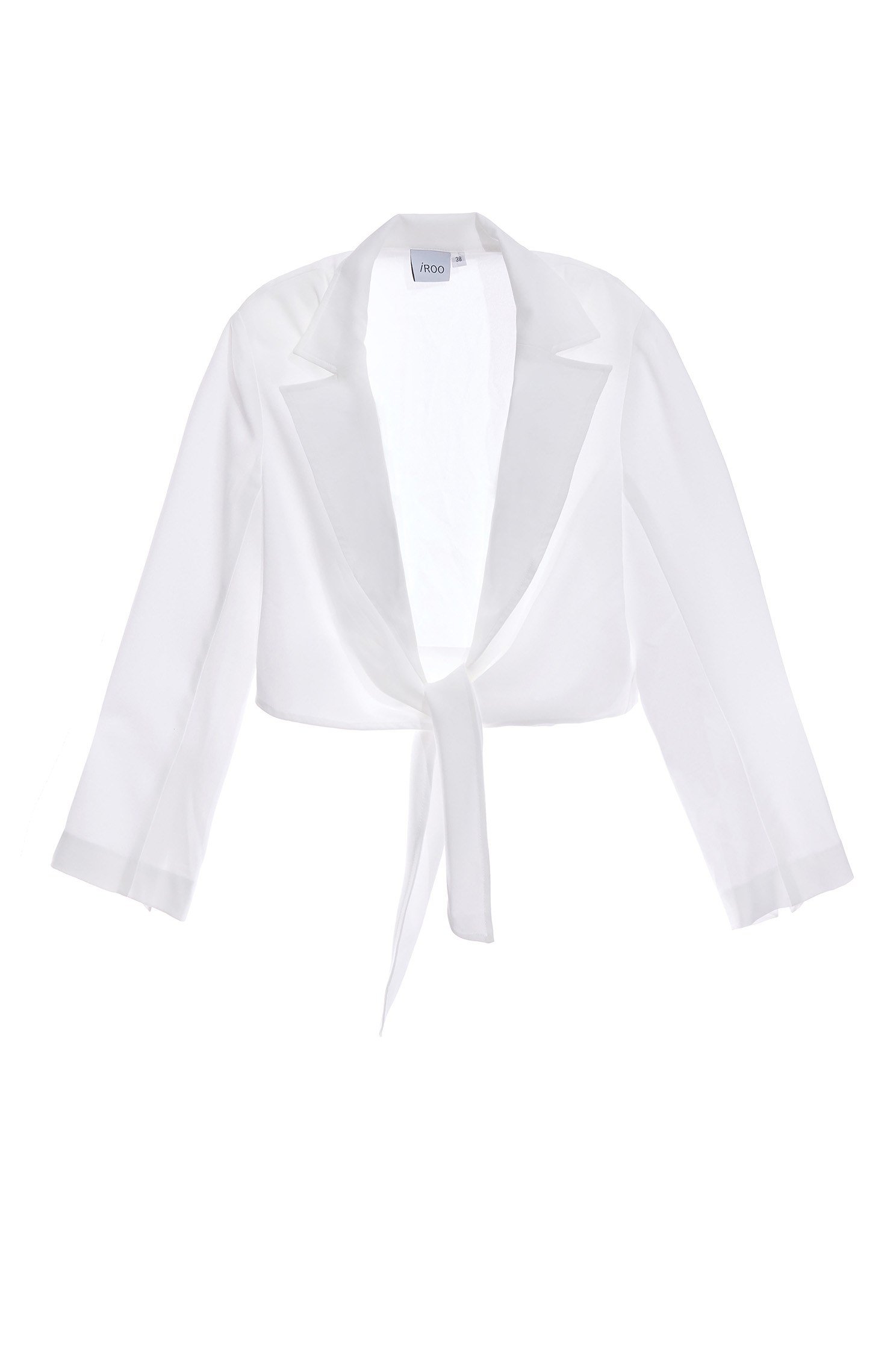 Front Tie Knot Crop OuterwearWhite blazer with bow,Jackets,Outerwear,Season (SS) Look,healing colors,iROO LIVE,Blazers