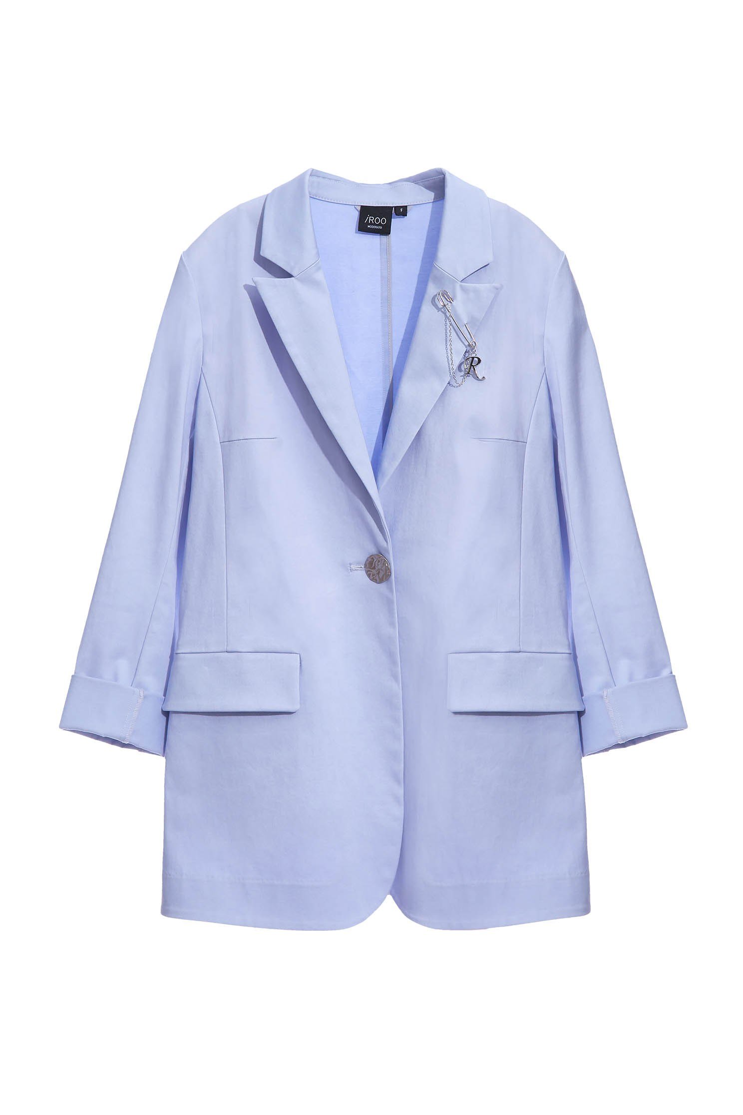 Light Blue Mid-Length BlazerCloud purple classic blazer,Outerwear,Season (SS) Look,Blazers