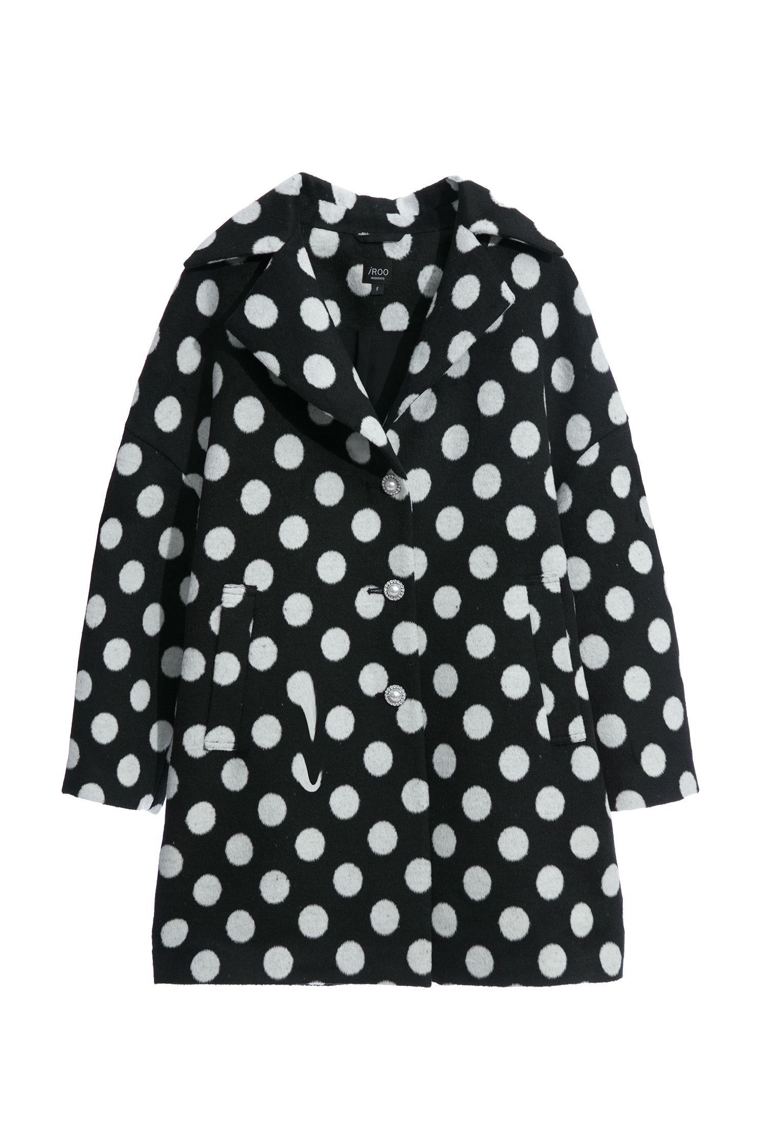 Oversize Polka Dot Mid Length JacketOversize Polka Dot Mid Length Jacket,Jackets,Outerwear,pearl,Season (AW) Look