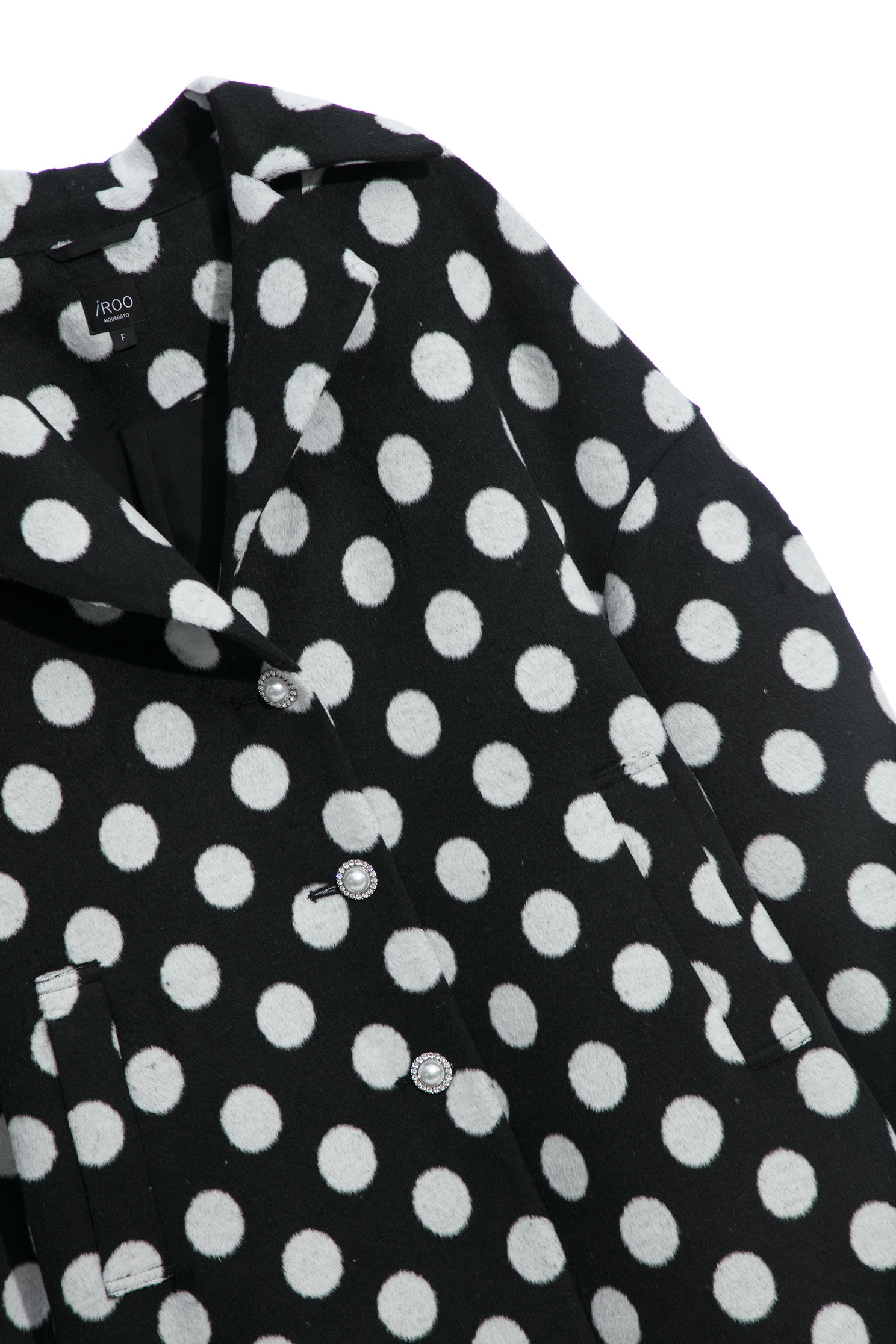 Oversize Polka Dot Mid Length JacketOversize Polka Dot Mid Length Jacket,Jackets,Outerwear,pearl,Season (AW) Look