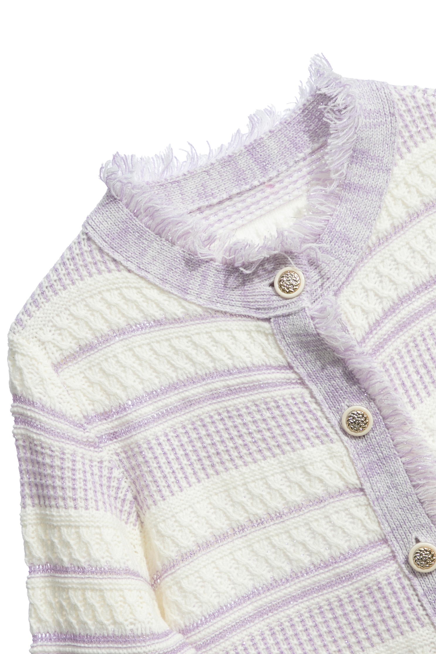 White With Purple Contrast Knit CardiganWhite With Purple Contrast Knit Cardigan,Outerwear,Season (AW) Look,Knitted,Knitted coats