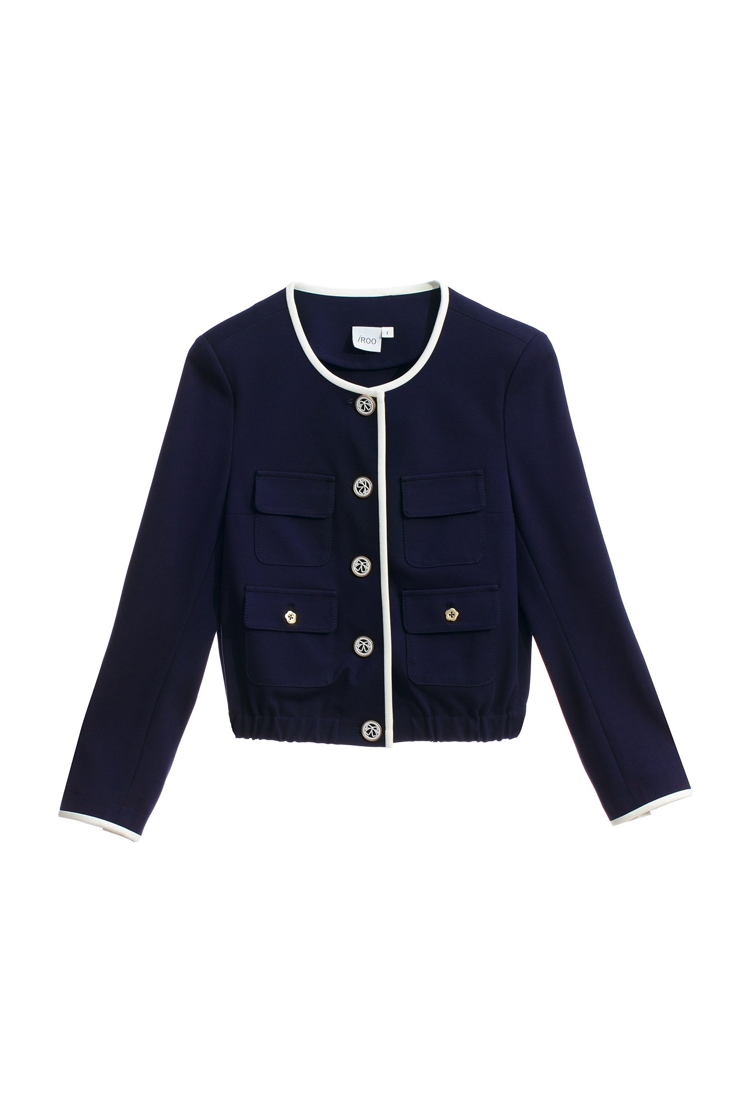 Navy Crop Jacket With Contrast Trim DetailNavy Crop Jacket With Contrast Trim Detail,Jackets,Outerwear,Season (AW) Look