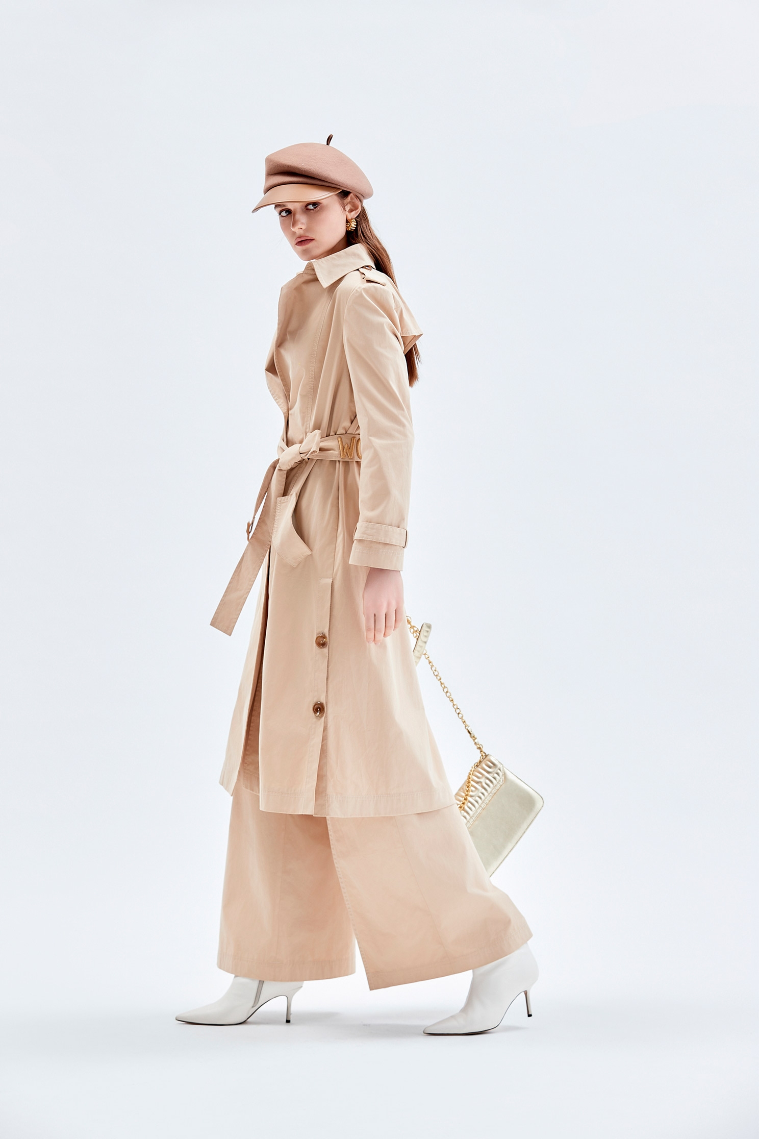 Long Sleeve Beige Trench CoatLong Sleeve Beige Trench Coat,Outerwear,Season (AW) Look,Belts,Trench coats