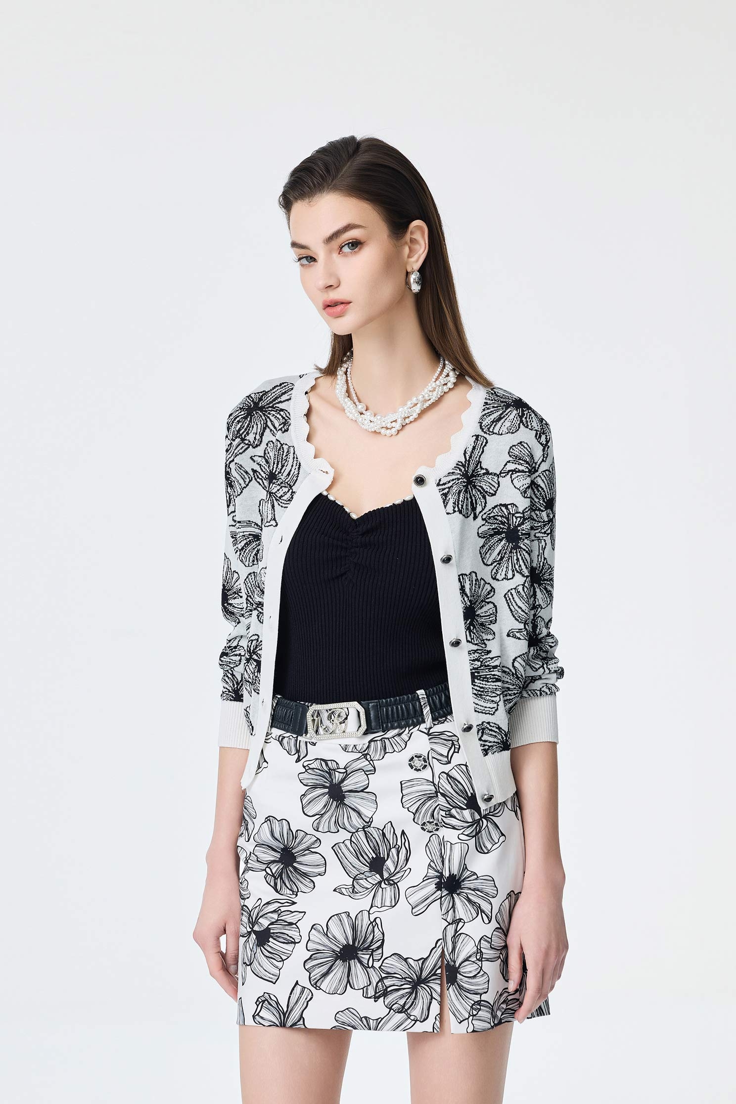 Floral Print Knit Cardigan,Season (SS) Look,co-ord sets,Cotton,Knitted coats