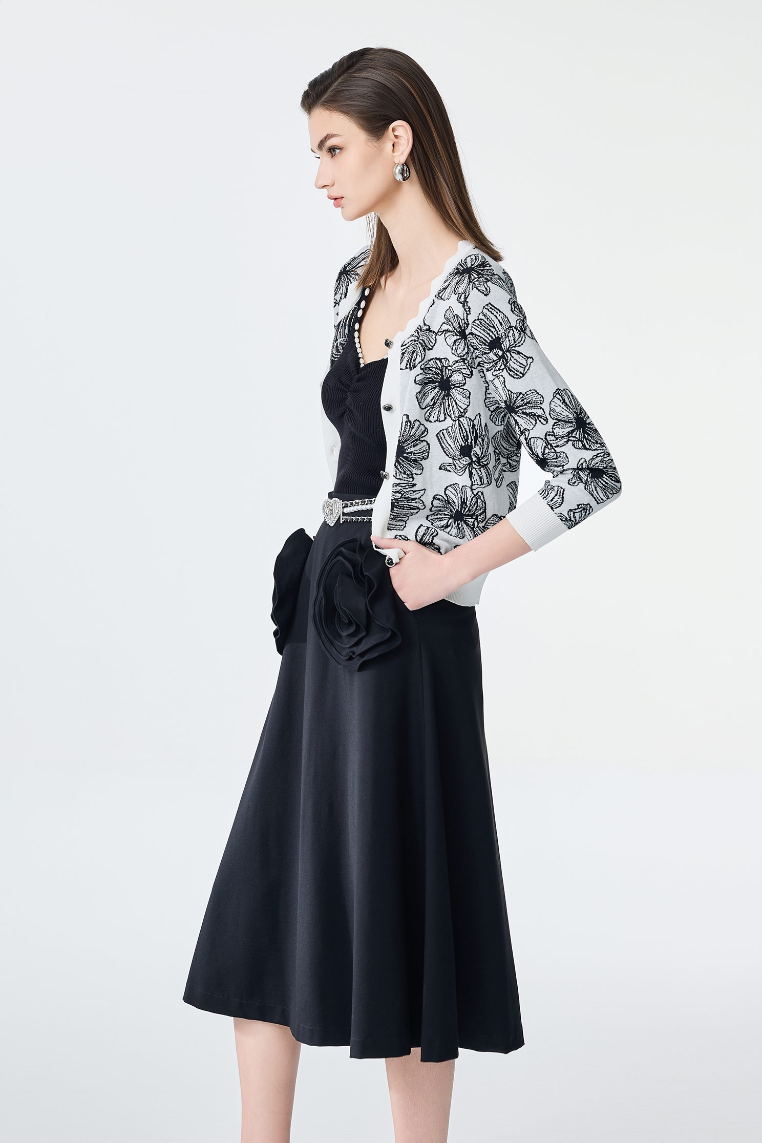 Floral Print Knit Cardigan,Season (SS) Look,co-ord sets,Cotton,Knitted coats