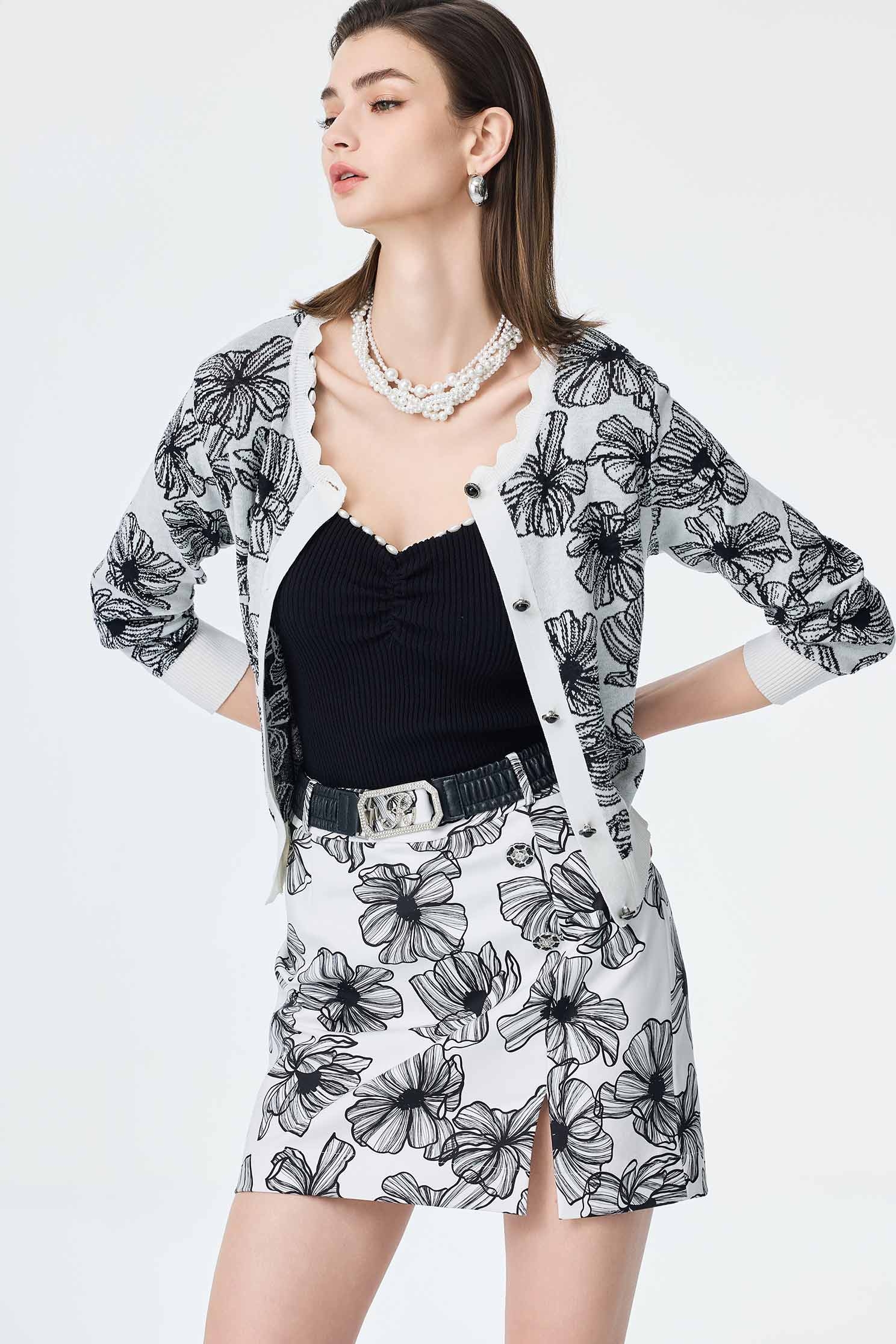 Floral Print Knit Cardigan,Season (SS) Look,co-ord sets,Cotton,Knitted coats