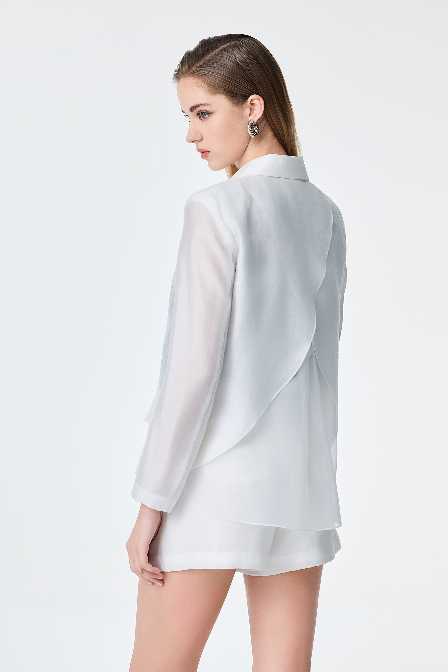 Mid Length Mix Fabric Blazer,Jackets,Office Looks,Season (SS) Look,co-ord sets