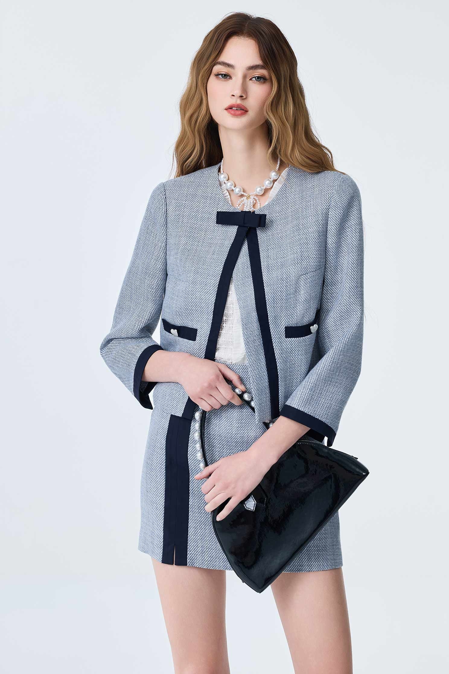 Contrast Bow Detail Crop JacketContrast Bow Detail Crop Jacket,Jackets,Outerwear,Season (SS) Look,bows