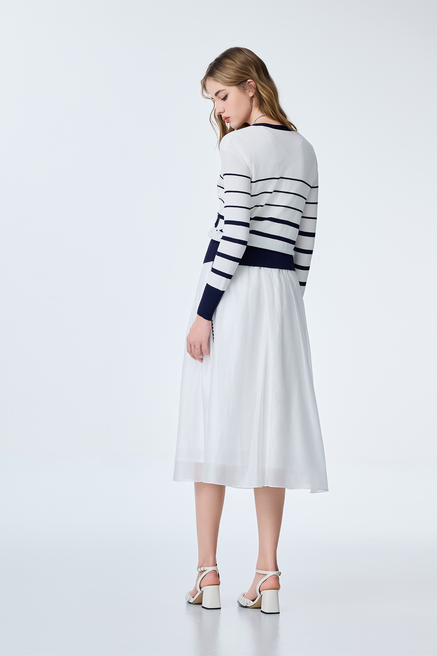 Navy Stripe V-neck CardiganNavy Stripe V-neck Cardigan,Jackets,Outerwear,Season (SS) Look,Knitted,Knitted coats