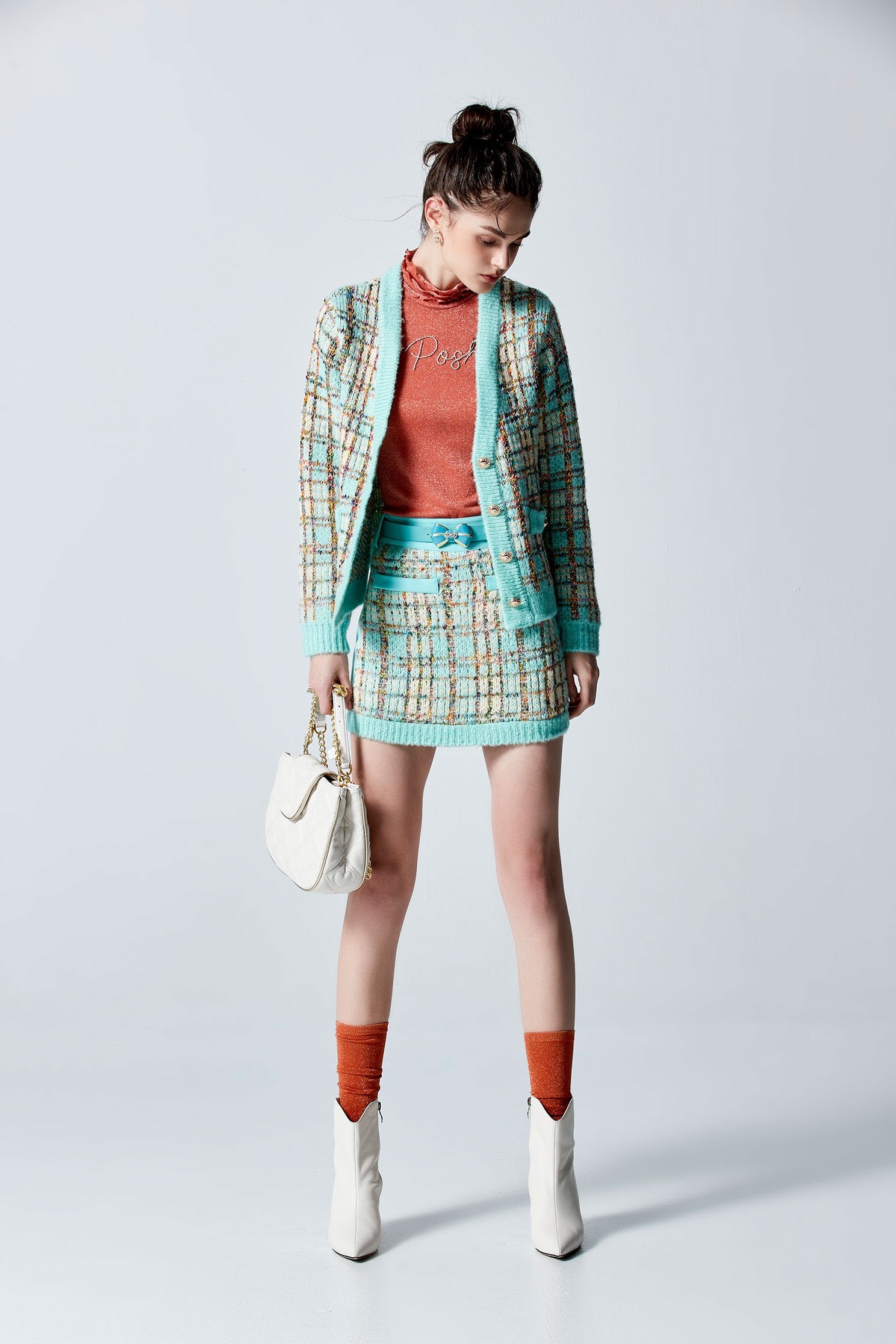 Oversize Tweed Knit CardiganOversize Tweed Knit Cardigan,Outerwear,Plaid,Season (AW) Look,Knitted,Knitted coats