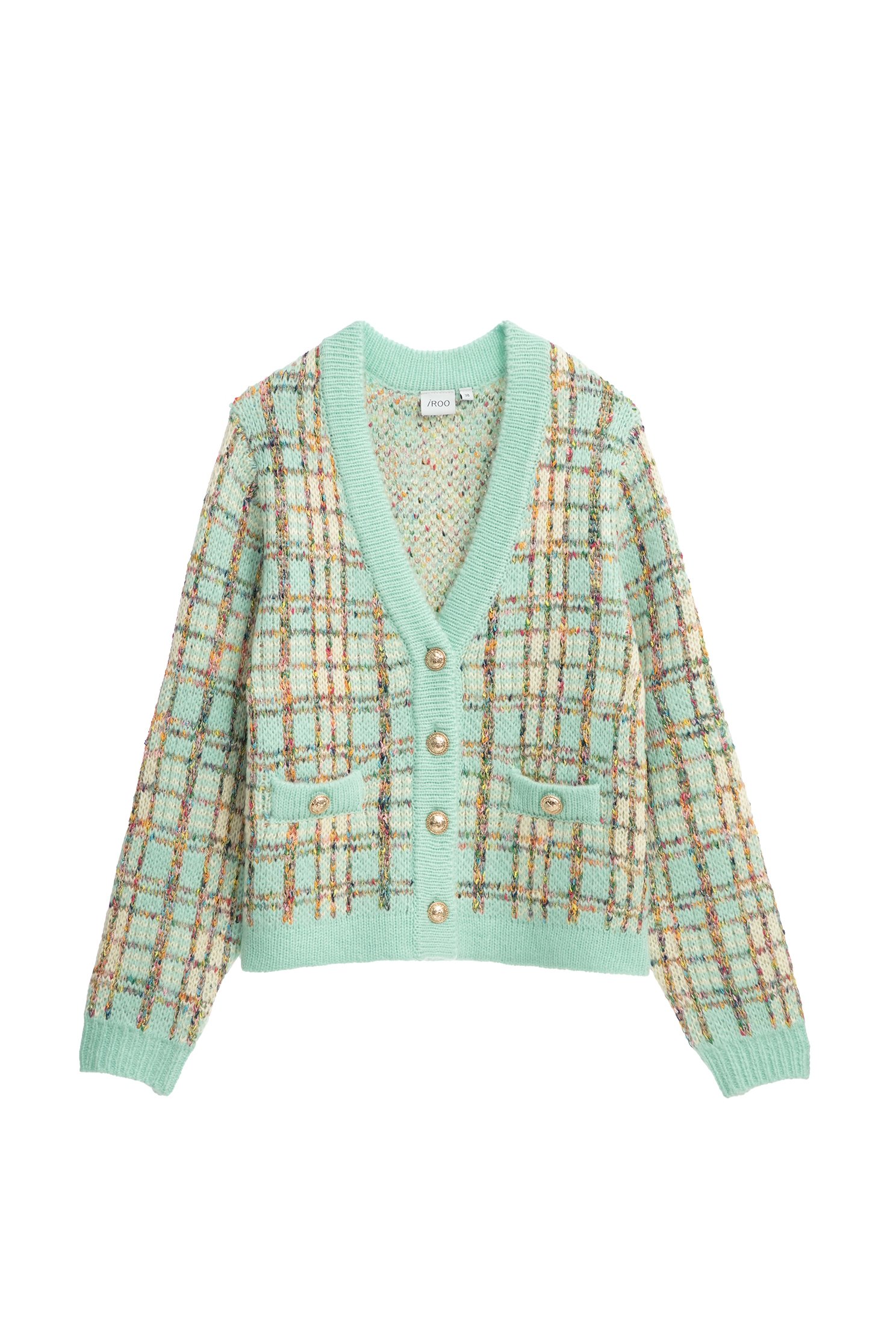 Oversize Tweed Knit CardiganOversize Tweed Knit Cardigan,Outerwear,Plaid,Season (AW) Look,Knitted,Knitted coats