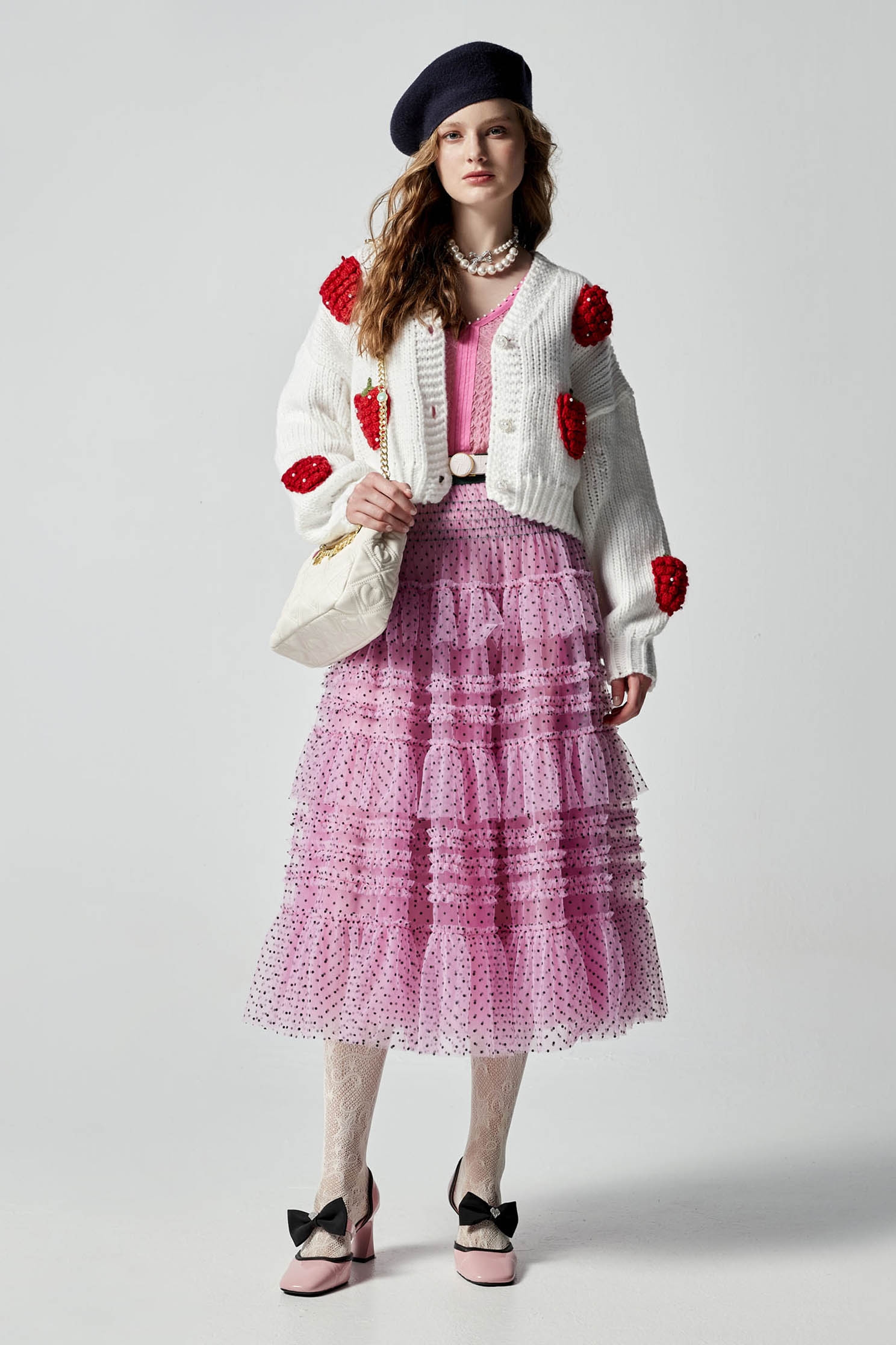 3-D Strawberry Oversize Knit Cardigan3-D Strawberry Oversize Knit Cardigan,Outerwear,Season (AW) Look,Knitted,Knitted coats