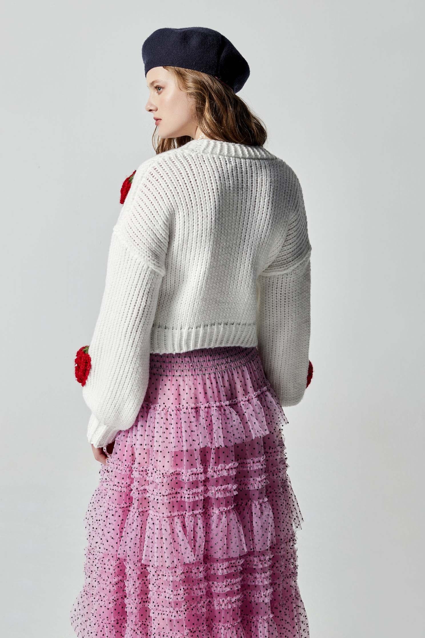 3-D Strawberry Oversize Knit Cardigan3-D Strawberry Oversize Knit Cardigan,Outerwear,Season (AW) Look,Knitted,Knitted coats