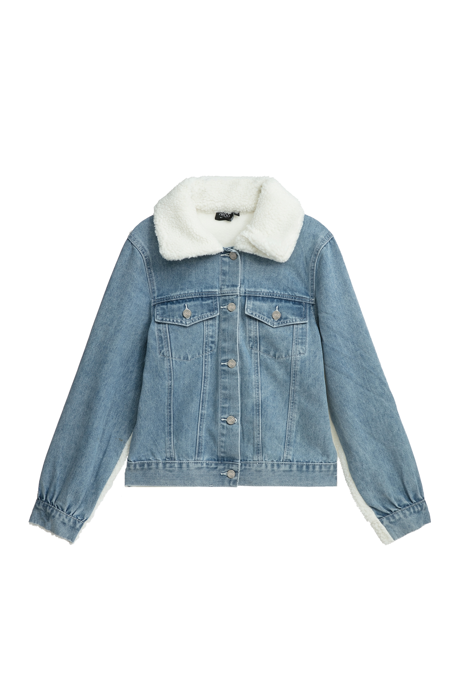 Fleece Denim Collar JacketFleece Denim Collar Jacket,Outerwear,Denim,Denim Jackets,Season (AW) Look