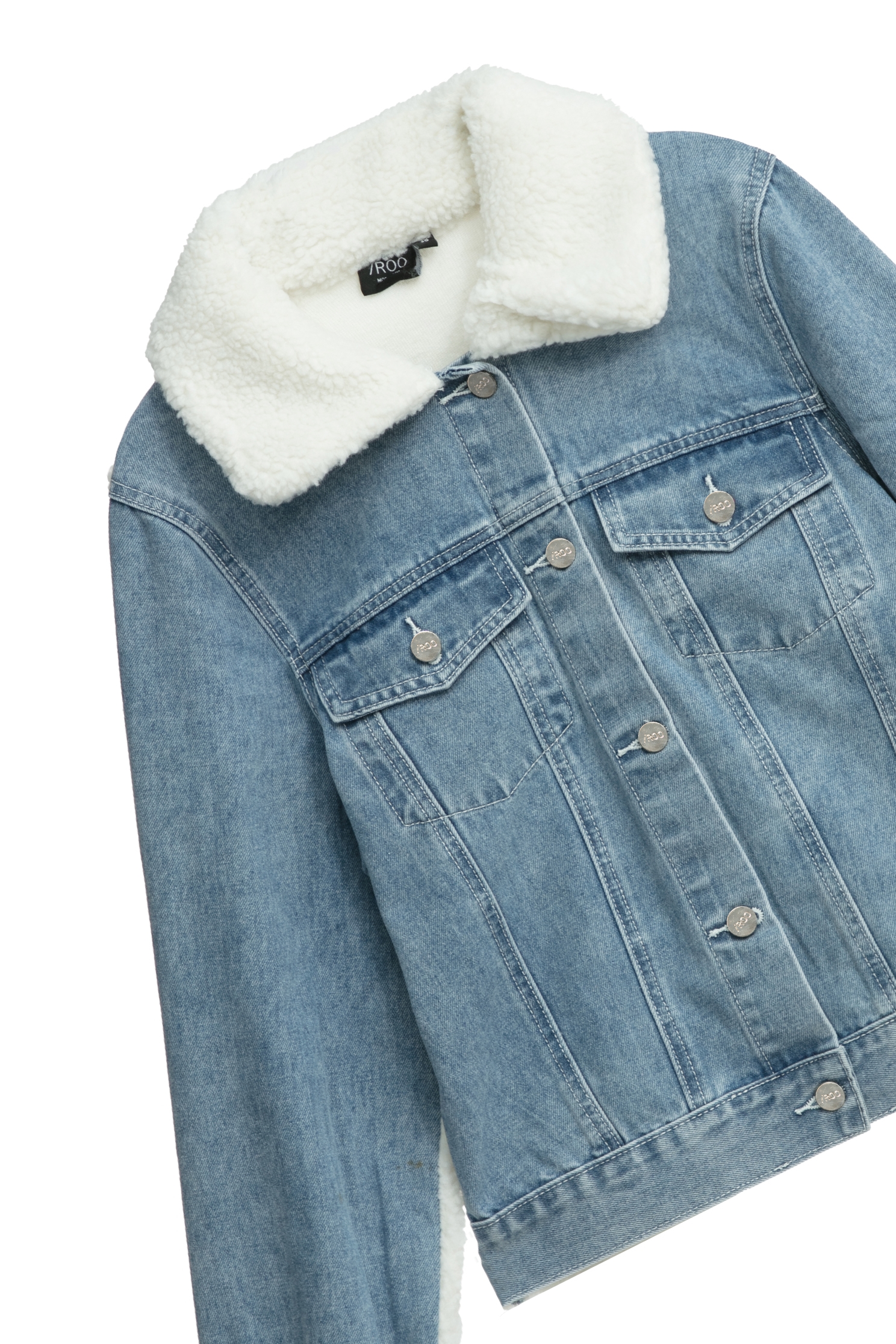 Fleece Denim Collar JacketFleece Denim Collar Jacket,Outerwear,Denim,Denim Jackets,Season (AW) Look