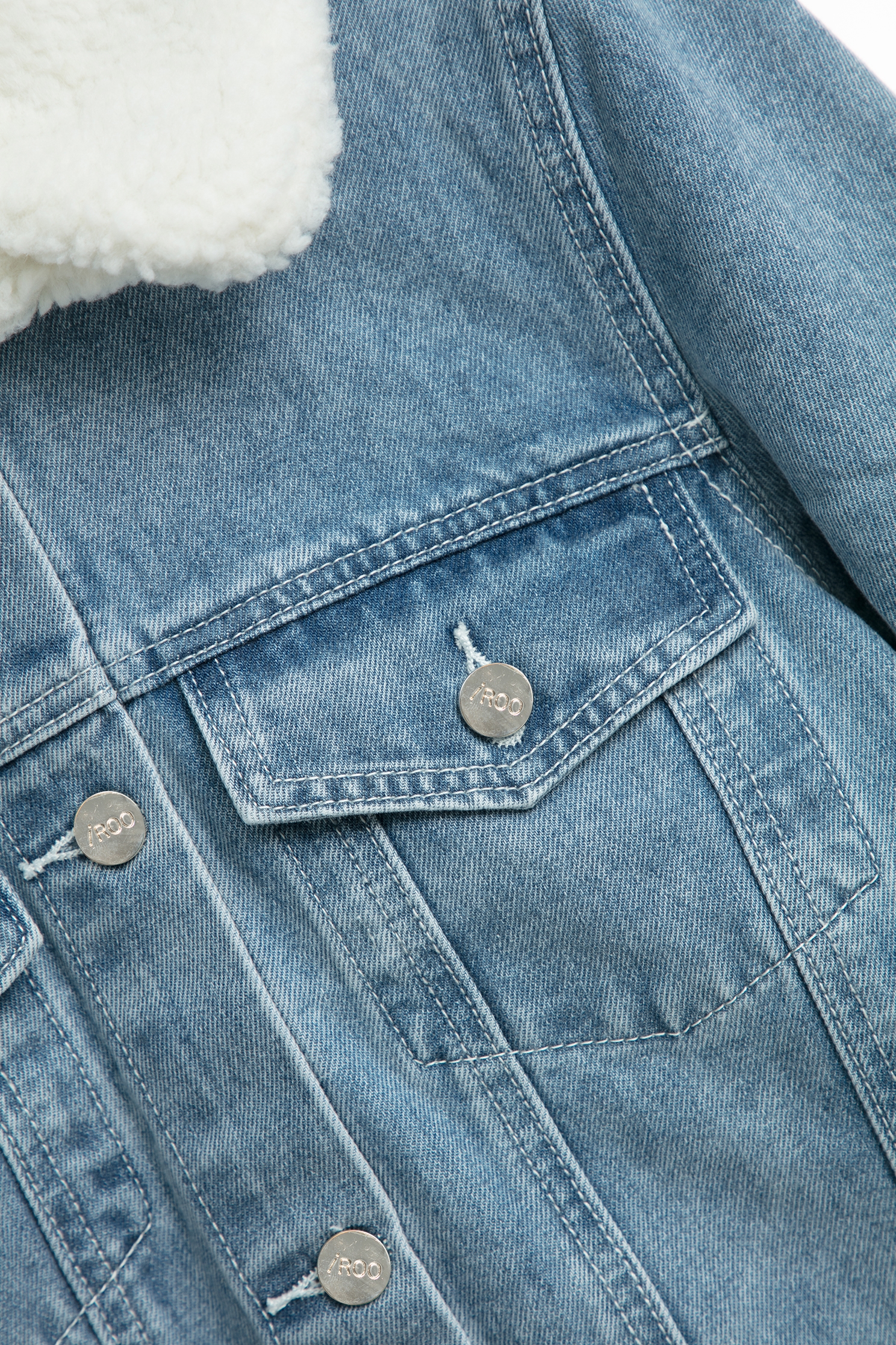 Fleece Denim Collar JacketFleece Denim Collar Jacket,Outerwear,Denim,Denim Jackets,Season (AW) Look