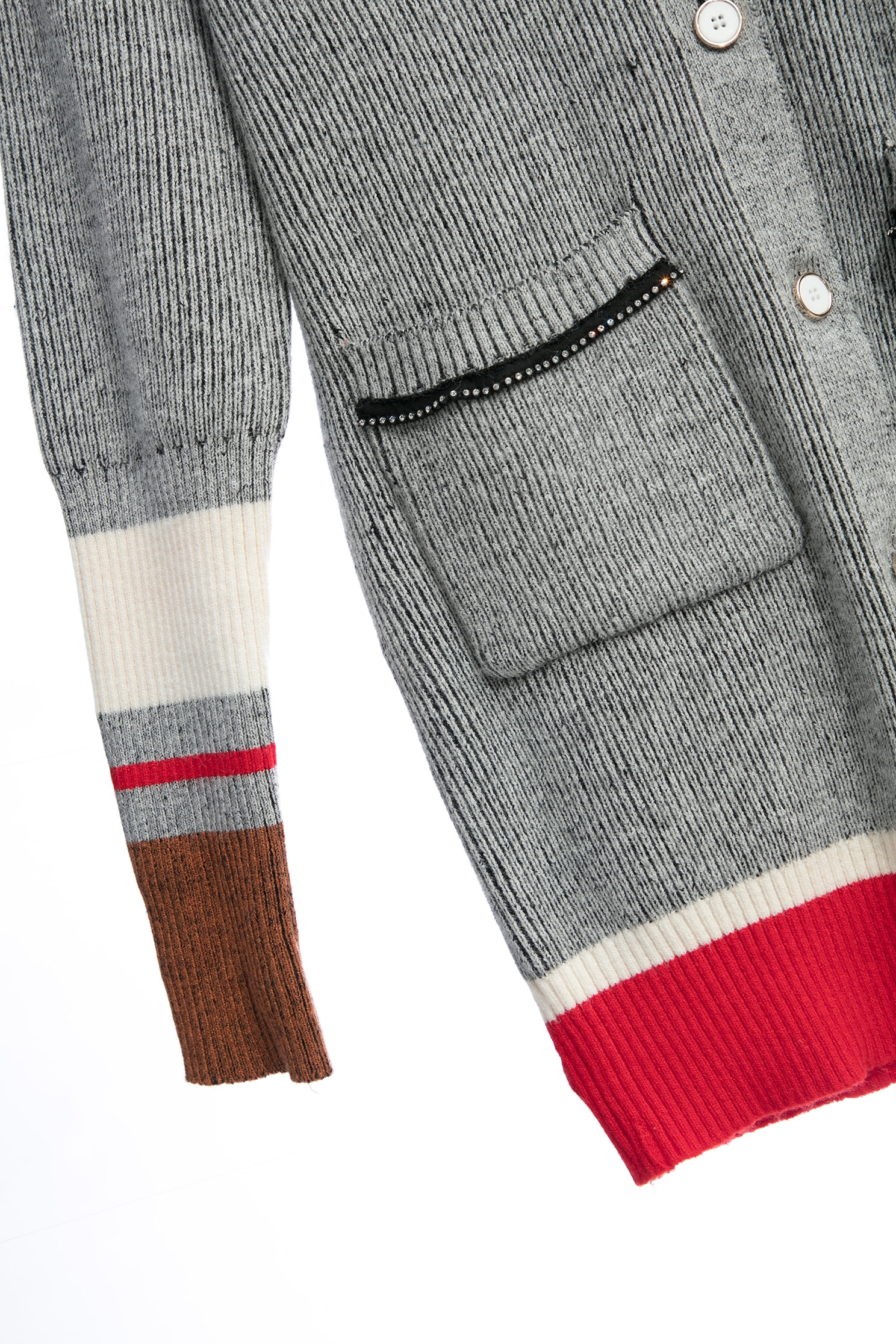 V-neck Colour Block Knit CardiganV-neck Colour Block Knit Cardigan,Jackets,Outerwear,Season (AW) Look,Knitted,longcoats