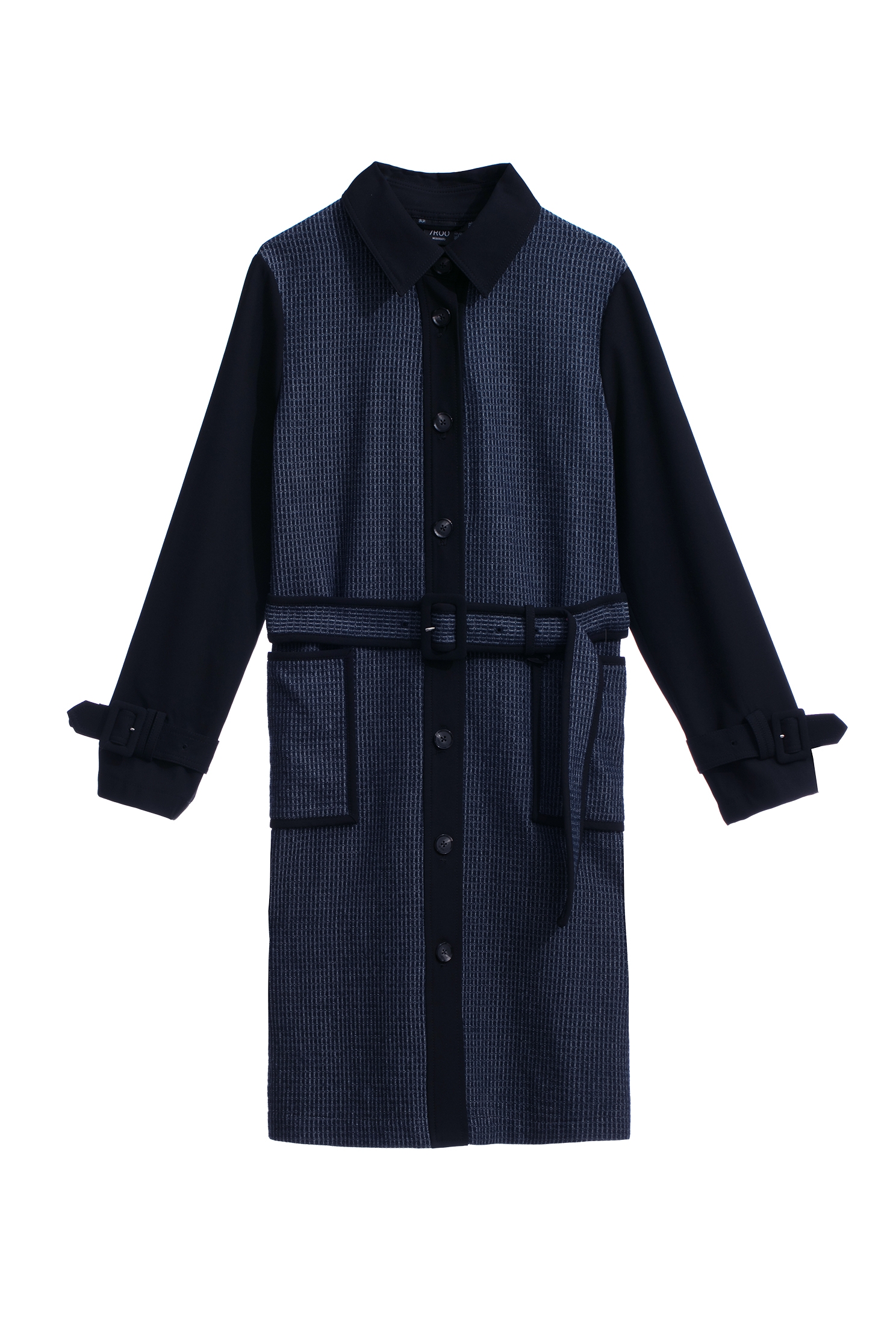 Contrast Detail Trench CoatContrast Detail Trench Coat,Outerwear,Plaid,Season (AW) Look,Belts,Trench coats