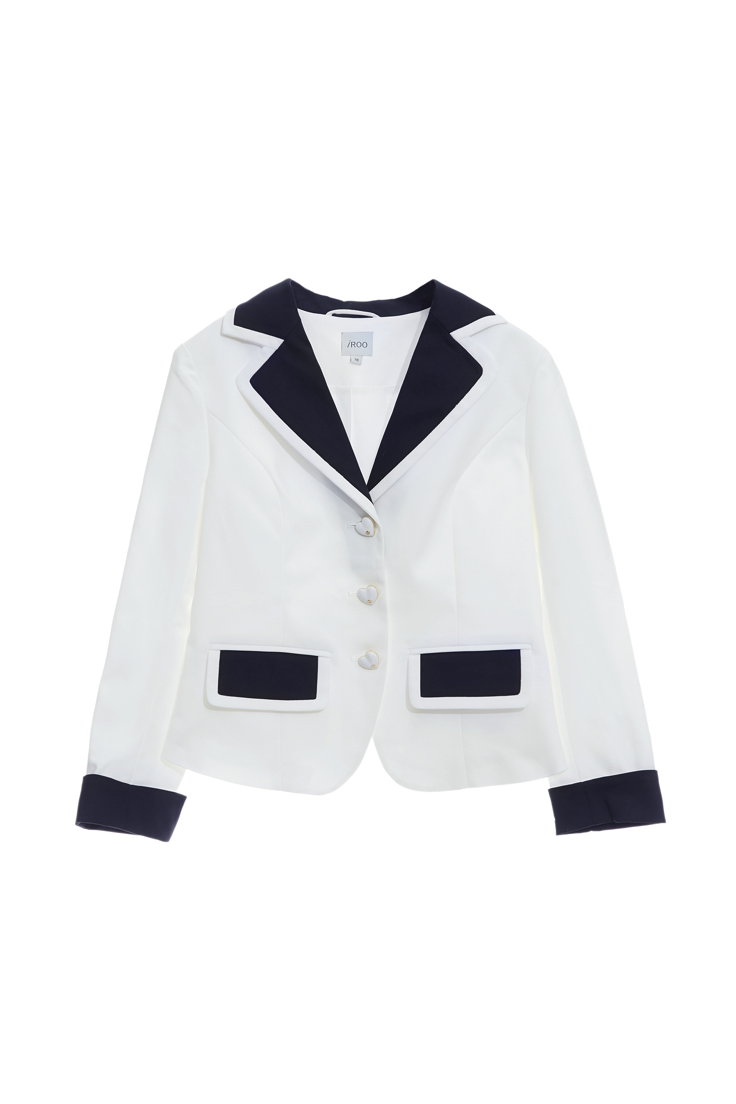 White Blazer With Contrast Navy DetailWhite Blazer With Contrast Navy Detail,Jackets,Outerwear,Season (AW) Look,Blazers