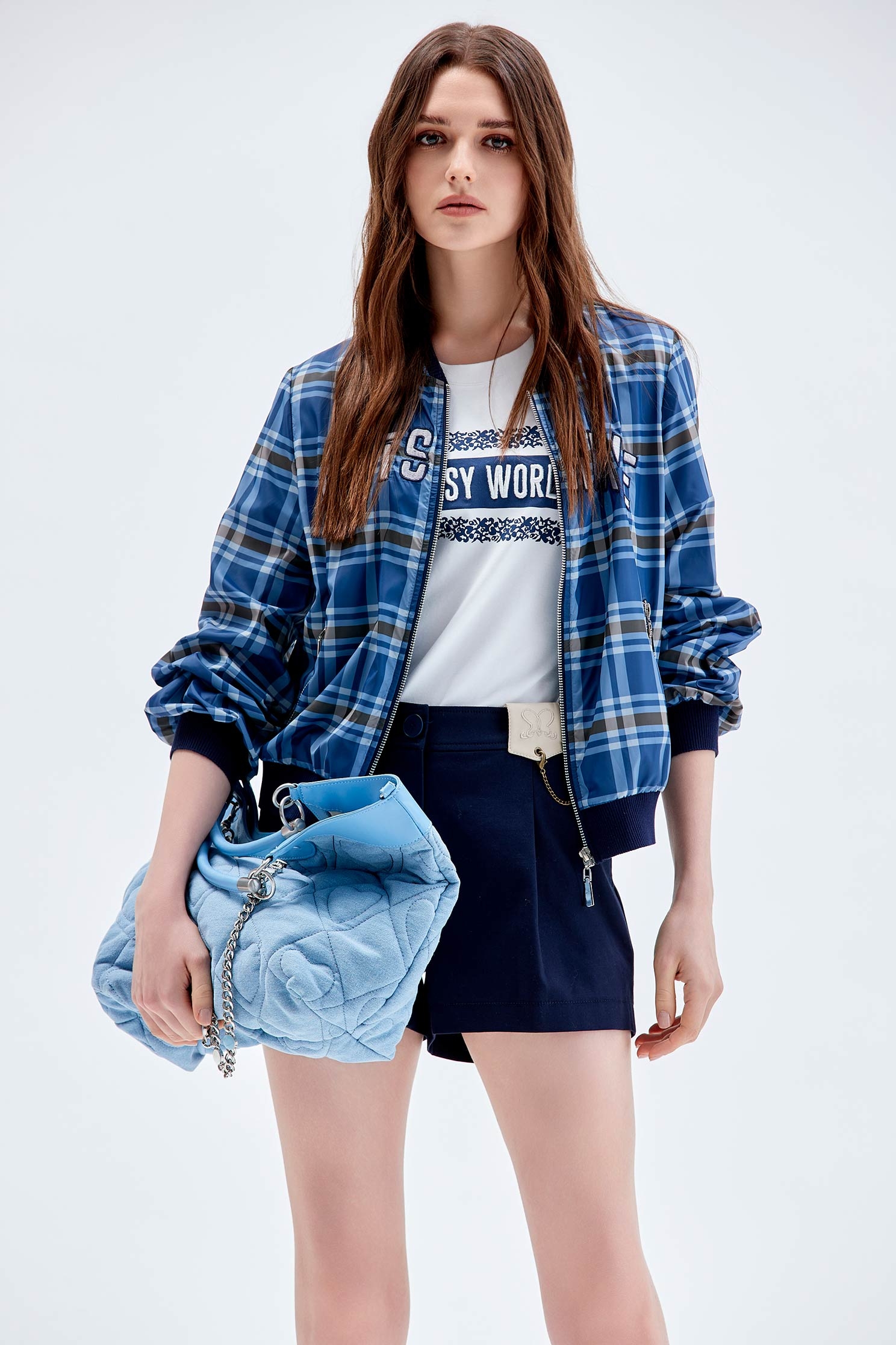 Checkered Varsity JacketCheckered Varsity Jacket,Jackets,Embroidered,Outerwear,Plaid,Season (AW) Look