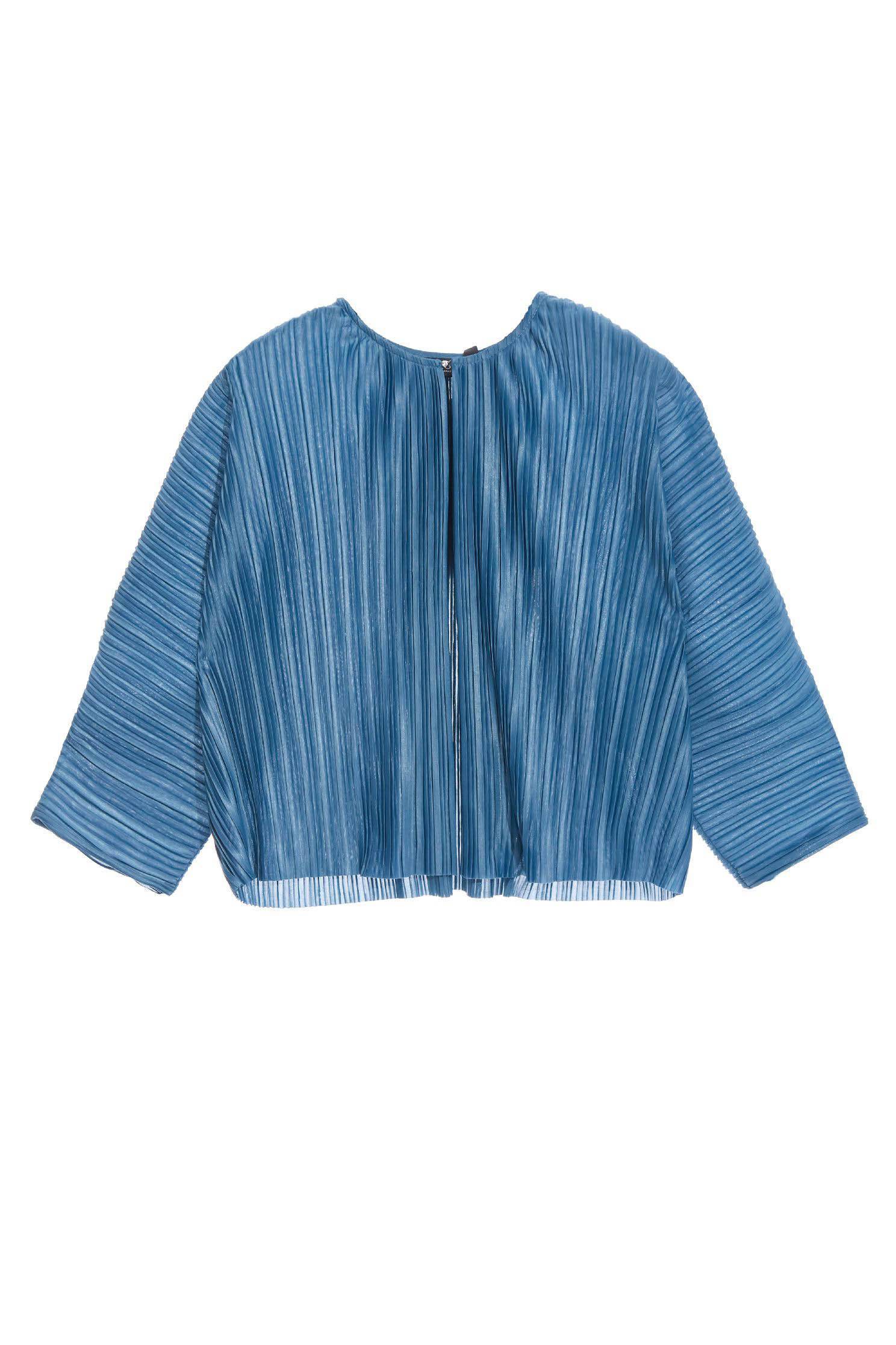 Pleated Buttonless OuterwearTexture pleated jacket,Jackets,Outerwear,Season (SS) Look