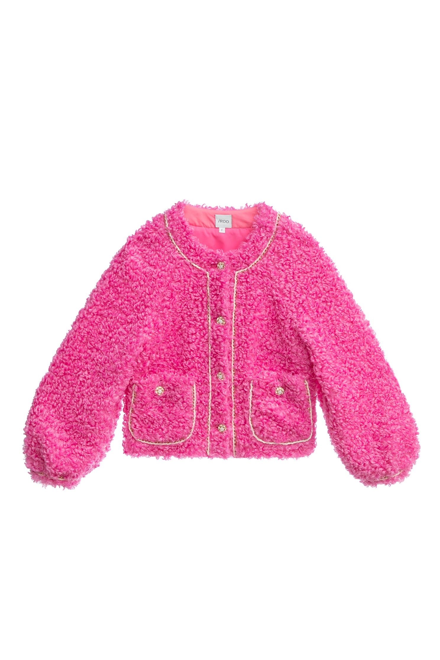 Button Front Fleece Pink JacketButton Front Fleece Pink Jacket,Jackets,Outerwear,Season (AW) Look,Long sleeve outerwear