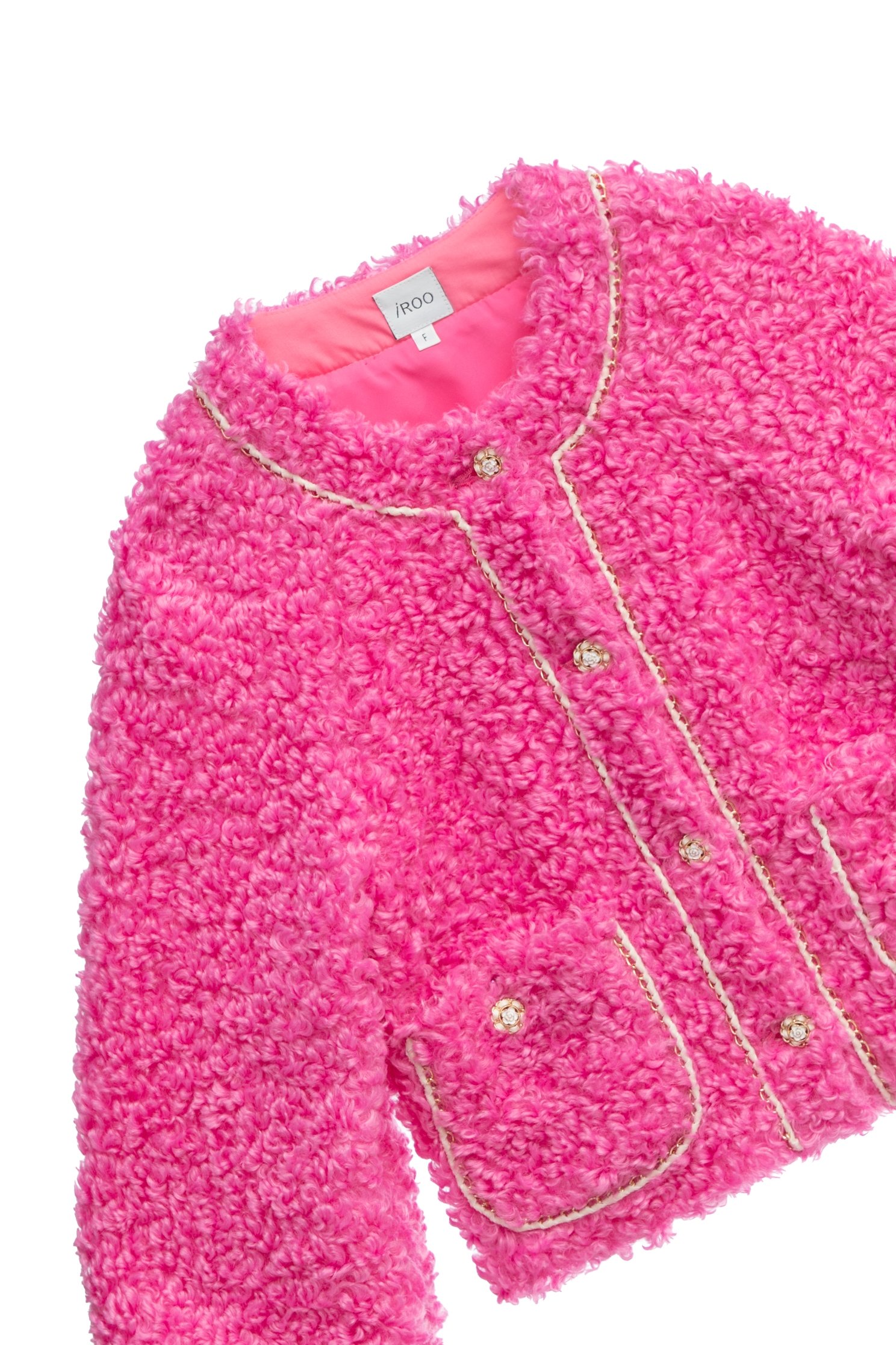 Button Front Fleece Pink JacketButton Front Fleece Pink Jacket,Jackets,Outerwear,Season (AW) Look,Long sleeve outerwear