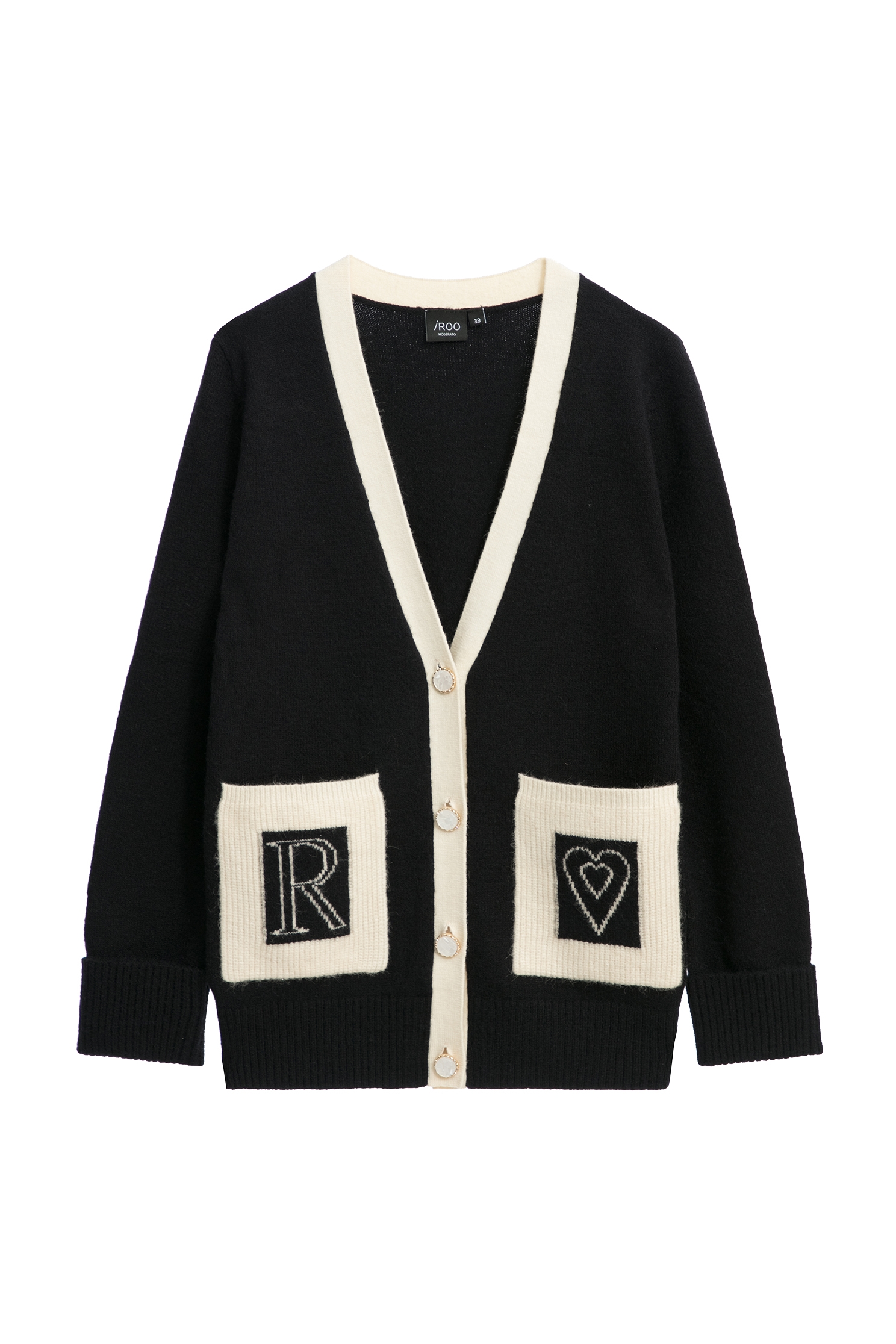 V-neck Knit Cardigan With Contrast PocketsV-neck Knit Cardigan With Contrast Pockets,Outerwear,Season (AW) Look,Knitted,Knitted coats,Knitted tops