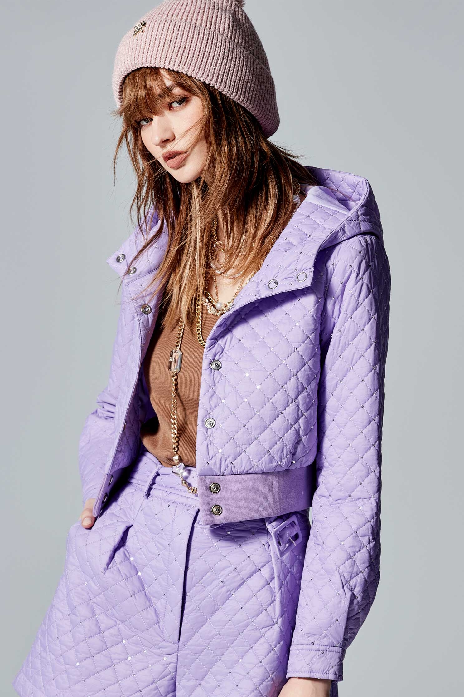 Purple Crop Quilted JacketPurple Crop Quilted Jacket,Outerwear,Season (AW) Look,Hoodie jackets