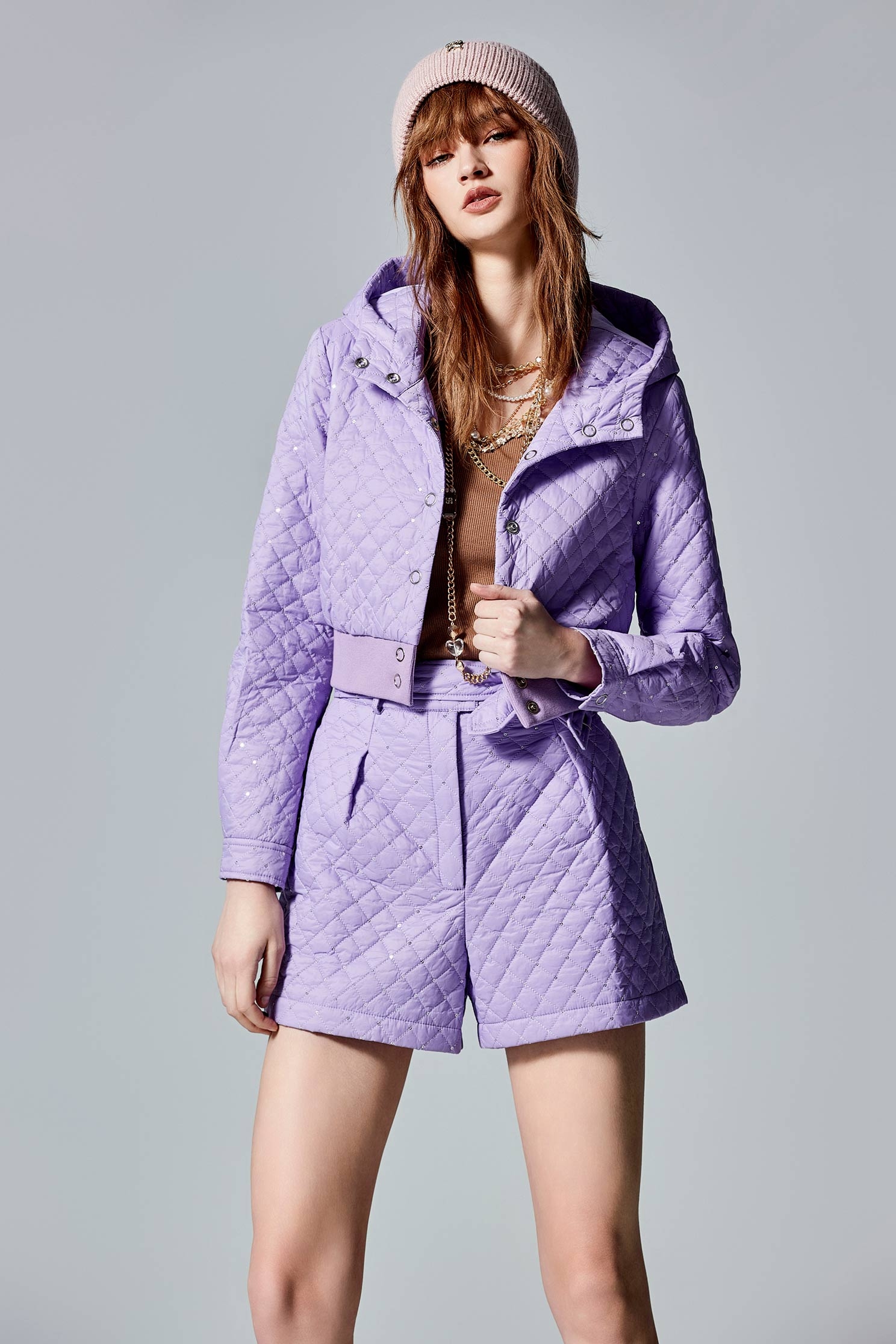 Purple Crop Quilted JacketPurple Crop Quilted Jacket,Outerwear,Season (AW) Look,Hoodie jackets