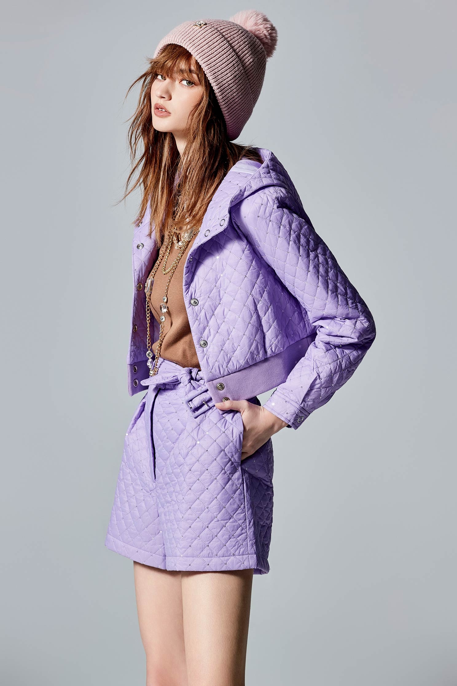 Purple Crop Quilted JacketPurple Crop Quilted Jacket,Outerwear,Season (AW) Look,Hoodie jackets