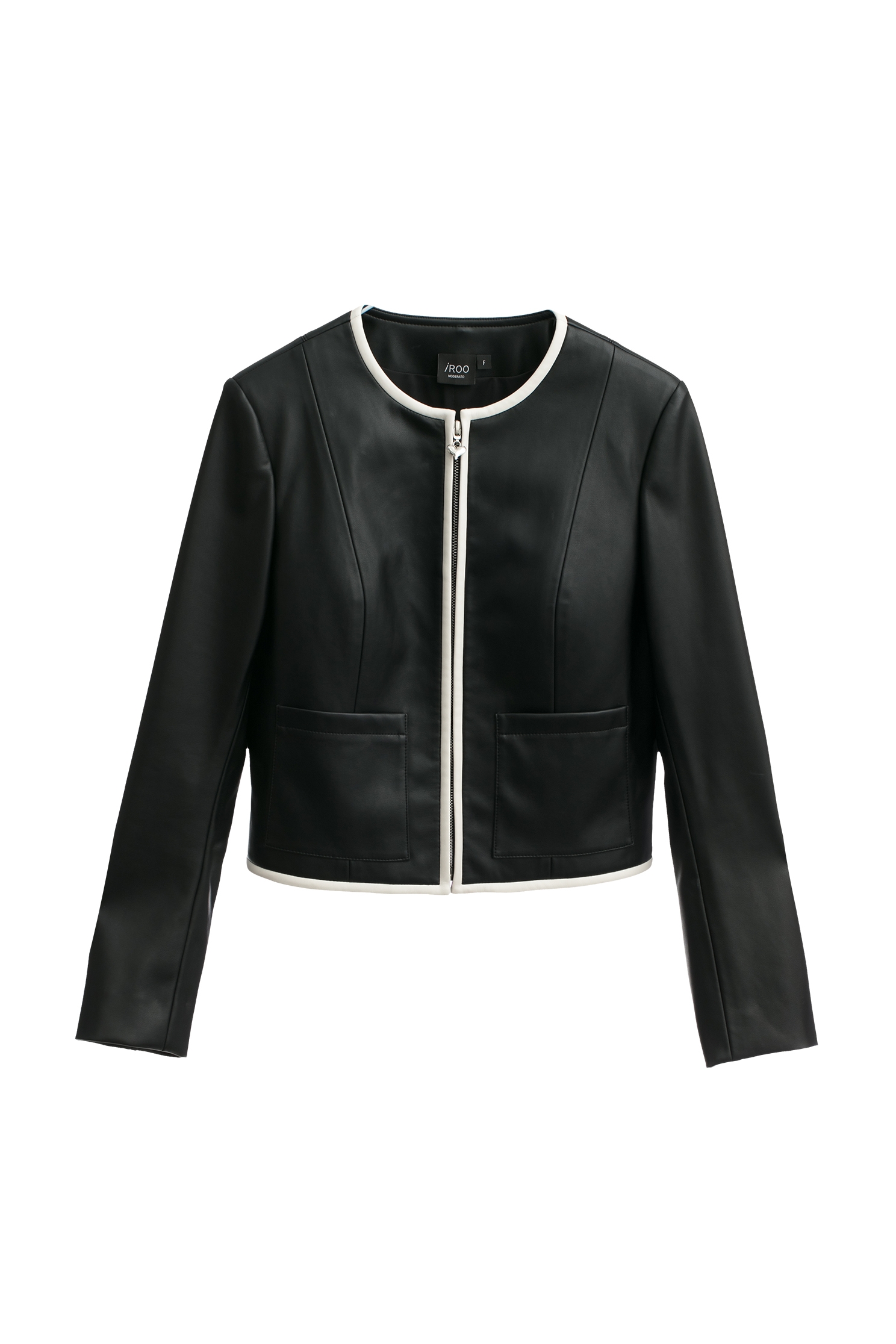 PU Jacket With Contrast TrimPU Jacket With Contrast Trim,Outerwear,Lether jackets,Leather,Season (AW) Look