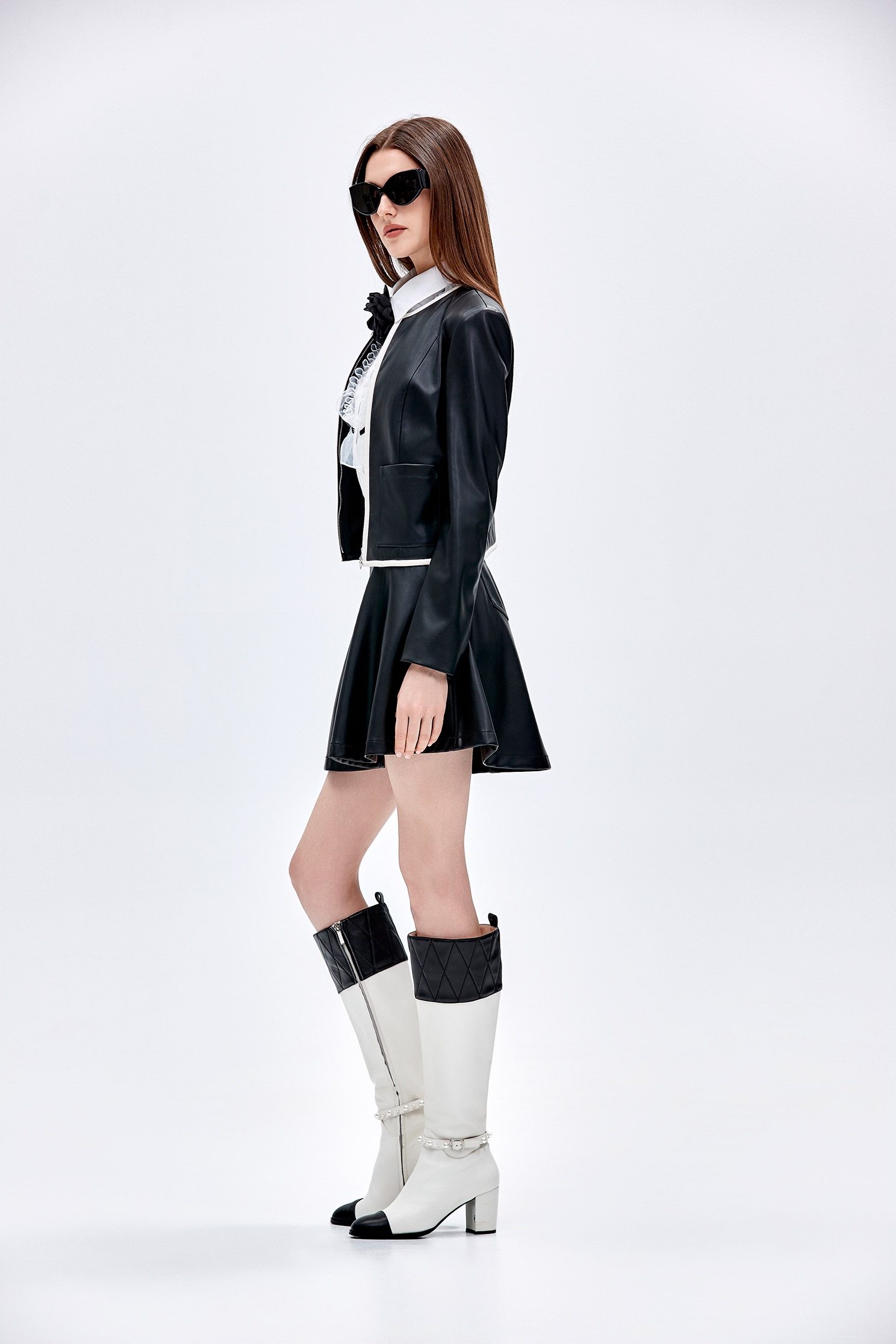 PU Jacket With Contrast TrimPU Jacket With Contrast Trim,Outerwear,Lether jackets,Leather,Season (AW) Look