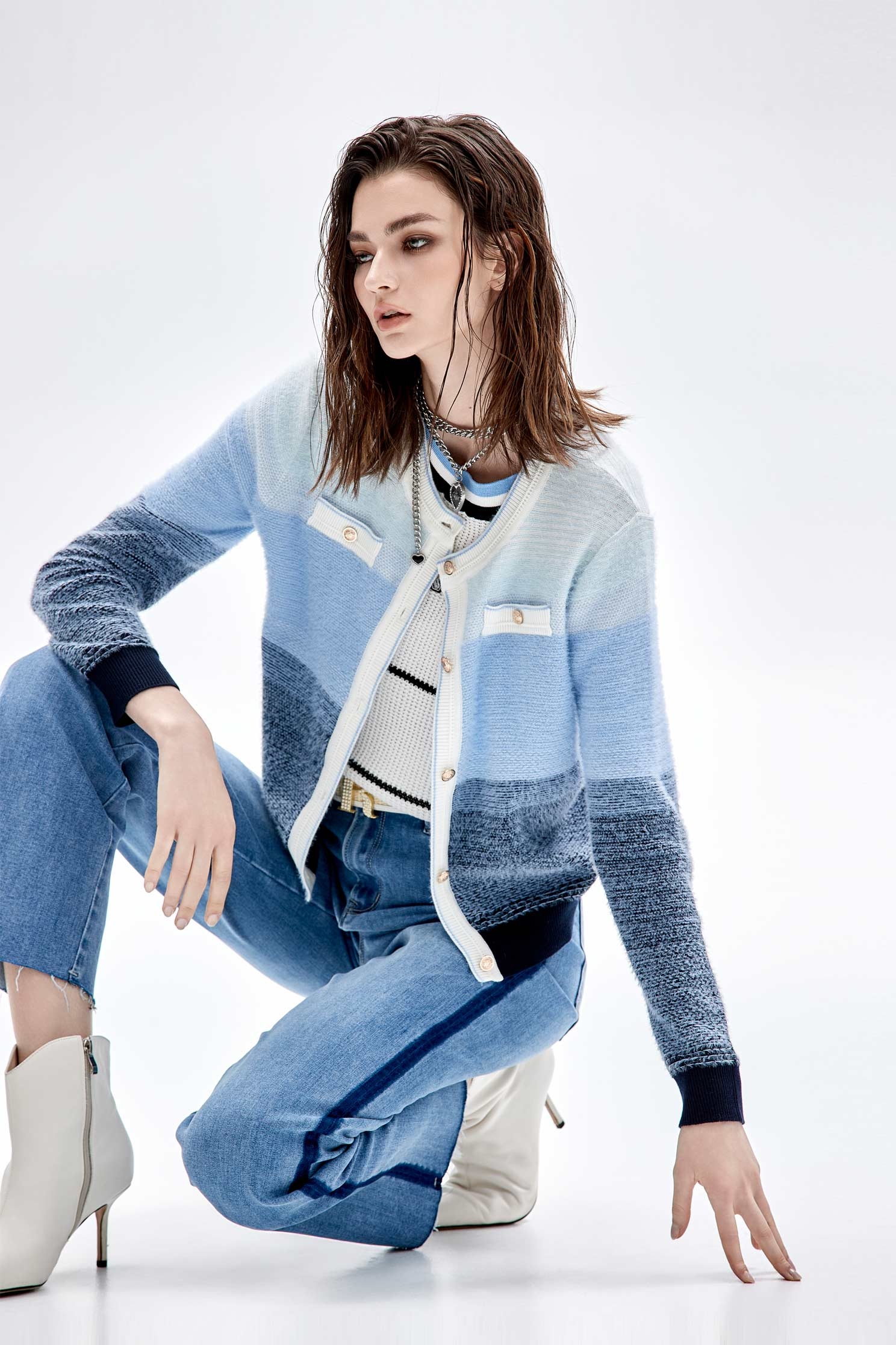 Colour Block Knit CardiganColour Block Knit Cardigan,Outerwear,Season (AW) Look,Knitted,Knitted coats